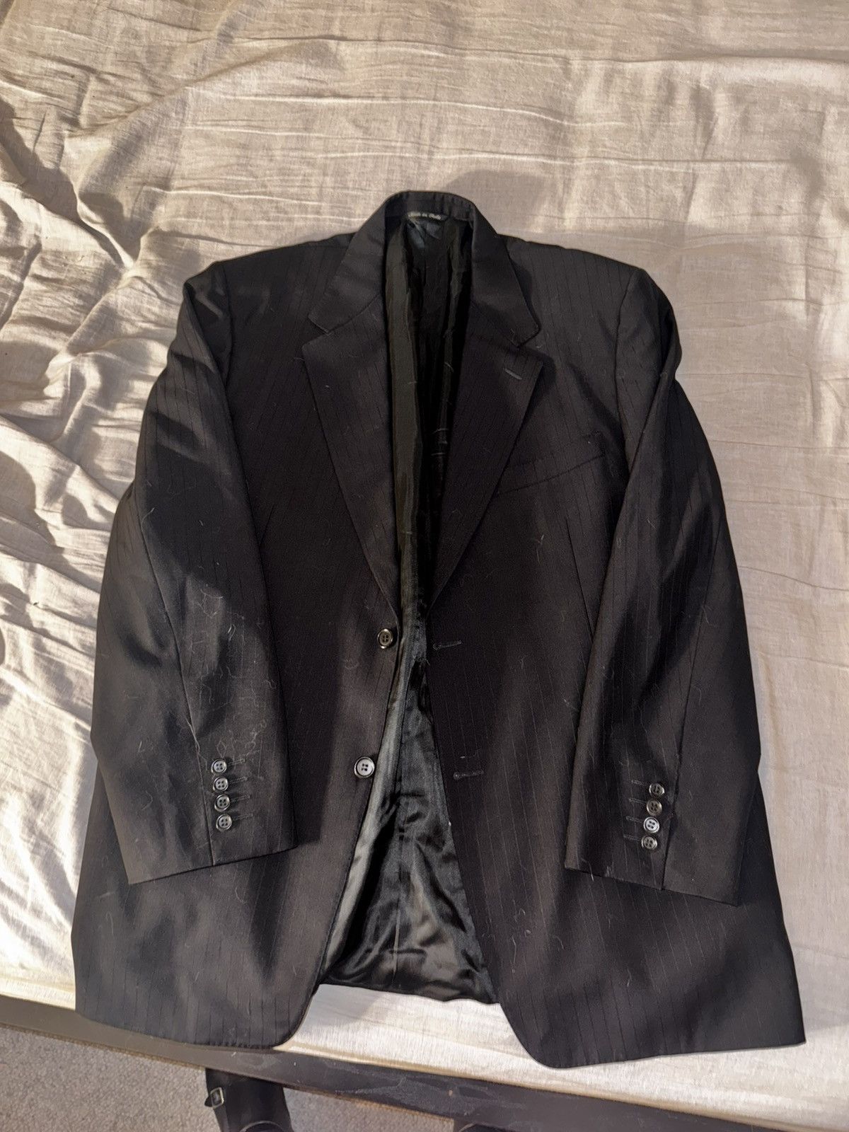 Canali Canali Black Pinstripe Wool Suit Jacket – Made in Italy 46L Size 46R - 1 Thumbnail