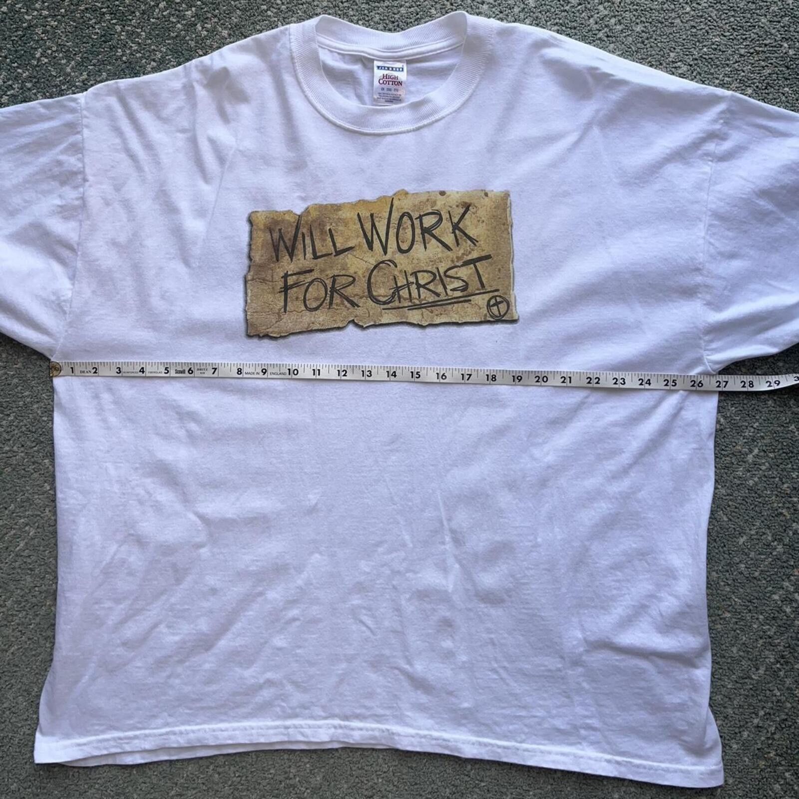 Jerzees Vintage Will Work For Christ Sign Religious Christian Shirt Size US M / EU 48-50 / 2 - 5 Thumbnail