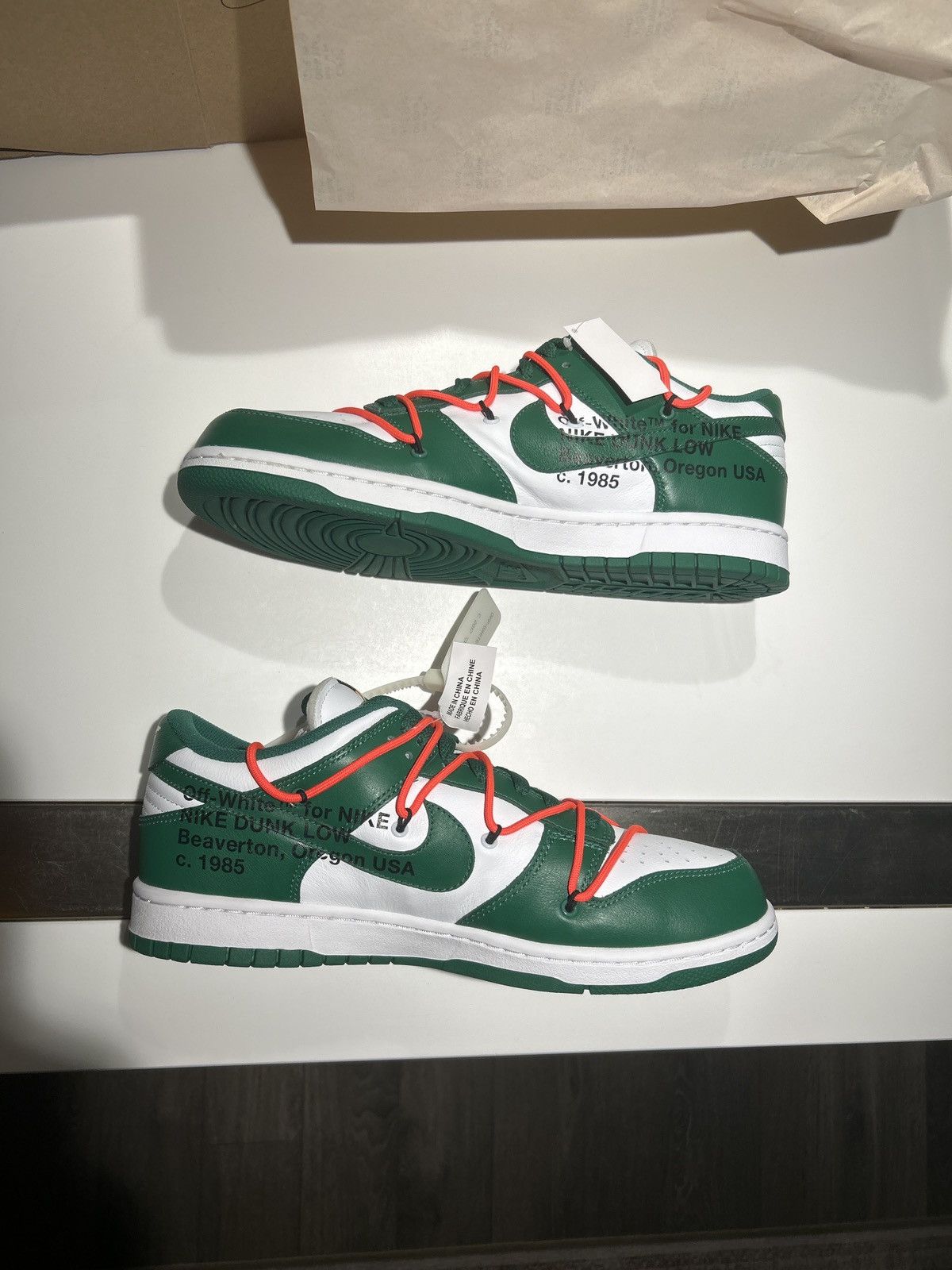 Nike × Off-White × Virgil Abloh Nike dunk low Off-White white/pine green Size US 11.5 / EU 44-45 - 2 Thumbnail
