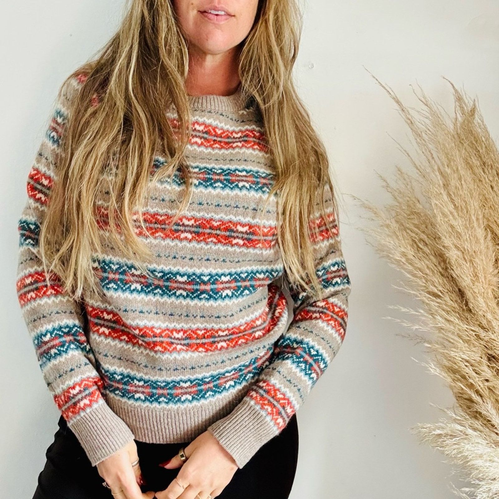 J.Crew J CREW Beige Tan Fair Isle Knit Stripe $228 Pullover Sweater Size S / US 4 / IT 40 - 14 Thumbnail