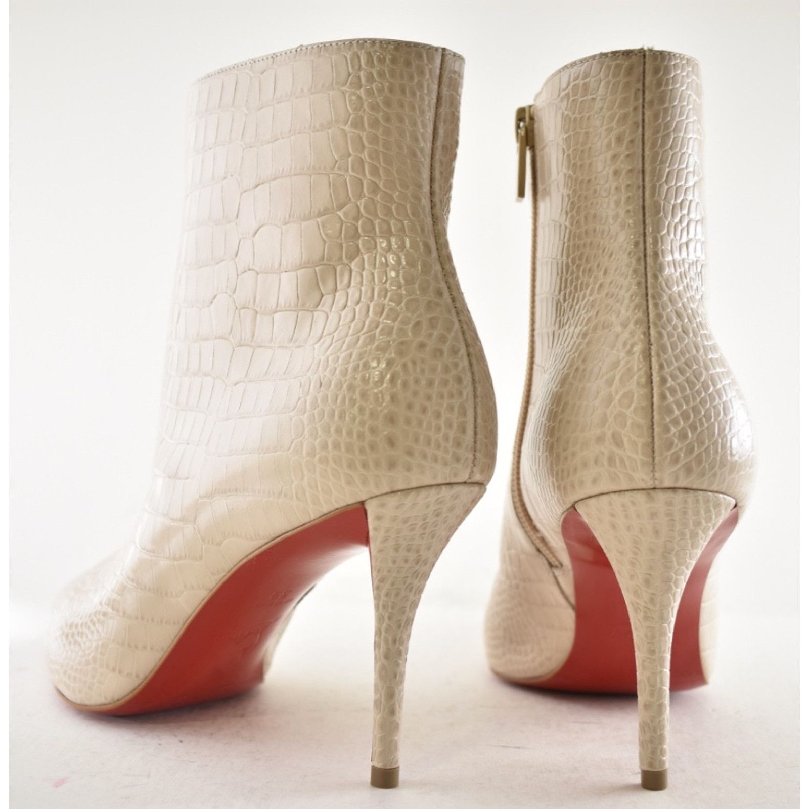 Christian Louboutin C. Louboutin Miss Z Booty 80 Pearl Beige Croc Boot 39 Size US 8 / IT 38 - 21 Thumbnail