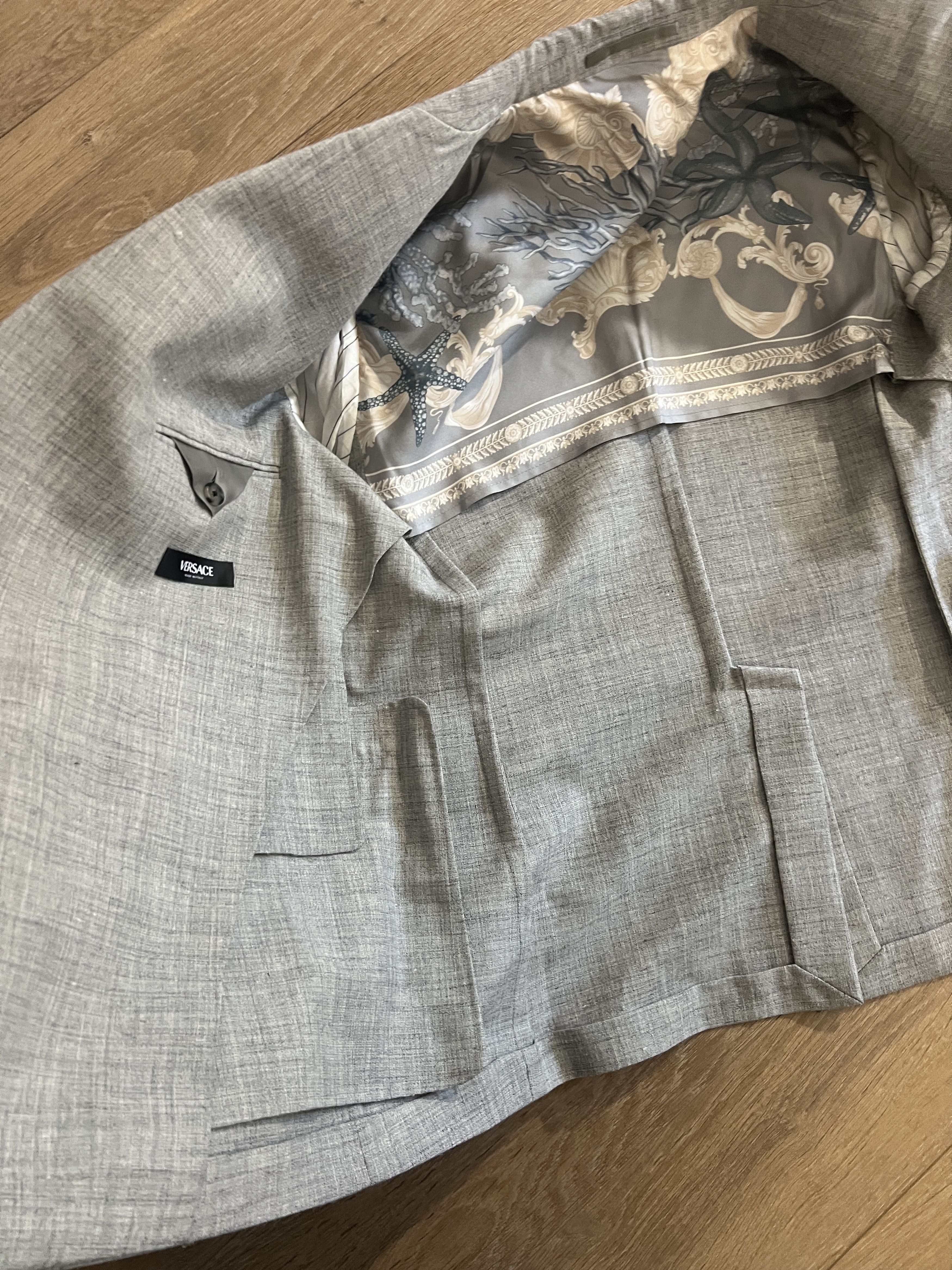 Versace AUTHENTIC VERSACE SUIT Gray Wool-Blend Double-Breasted Size 38R - 11 Thumbnail