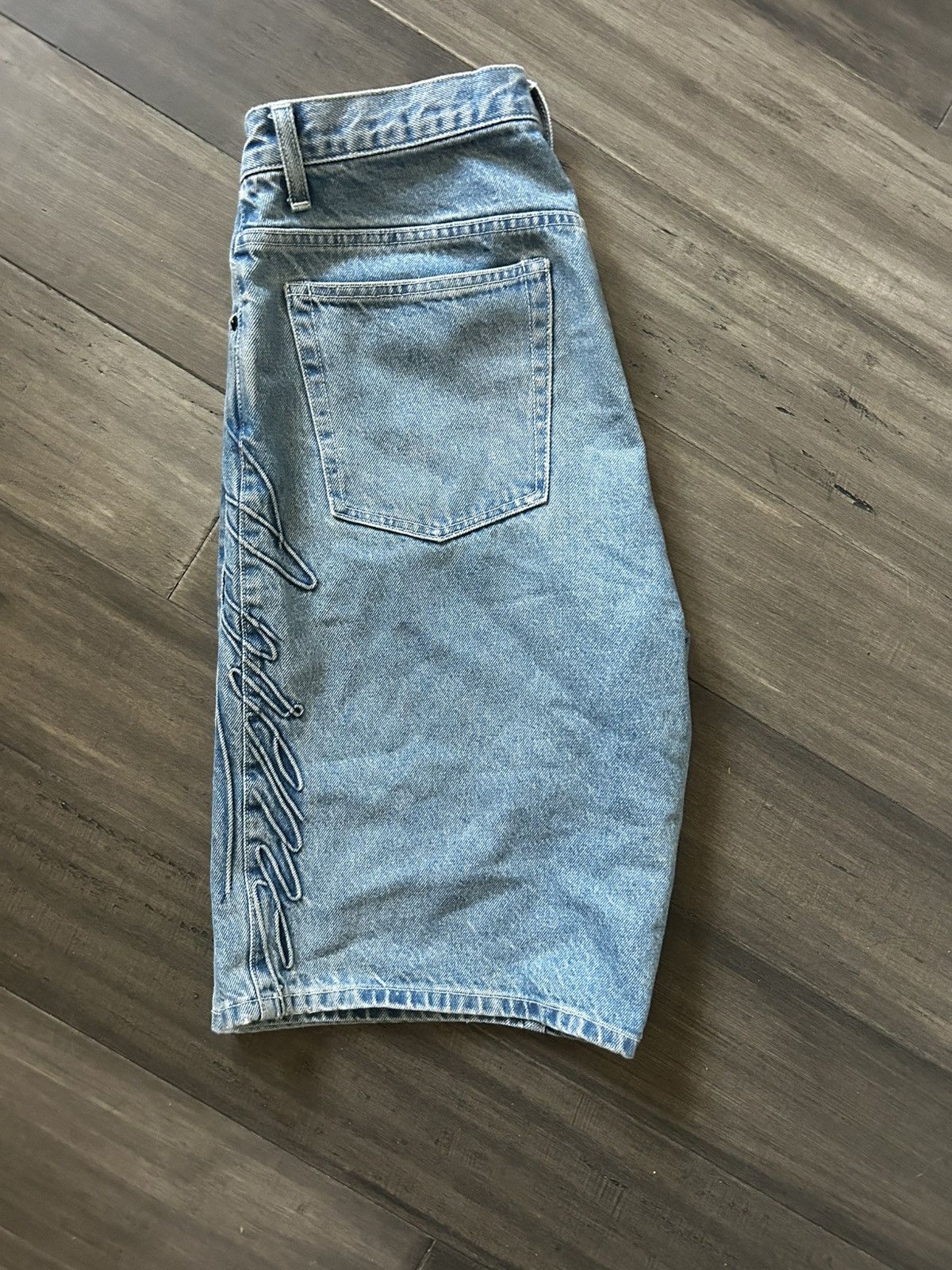 Script Baggy Denim Shorts