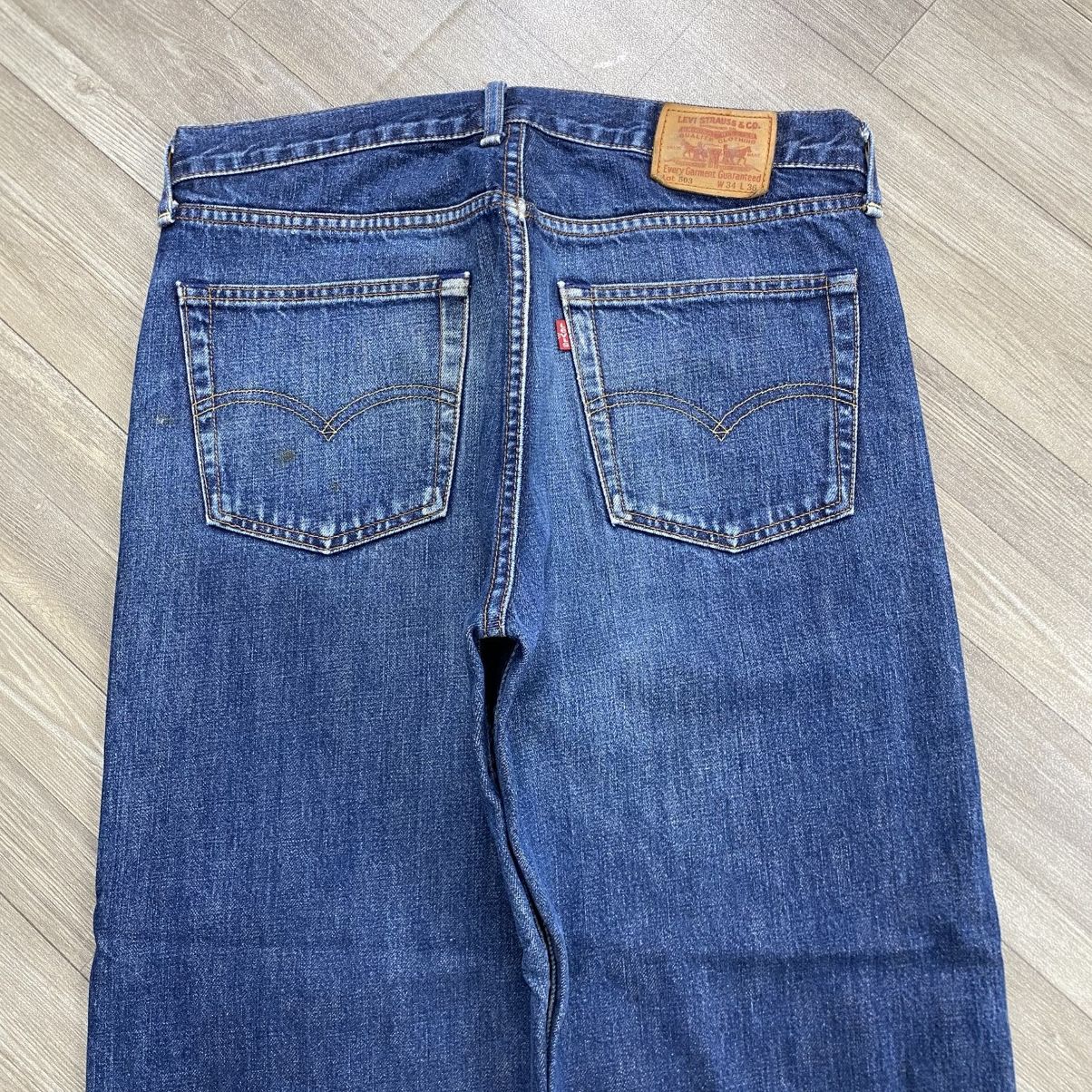 Levi's Vintage Clothing 🇯🇵1990s Vintage Levis 503 Japan 34x36 Blue Baggy Jeans Size US 33 - 12 Thumbnail