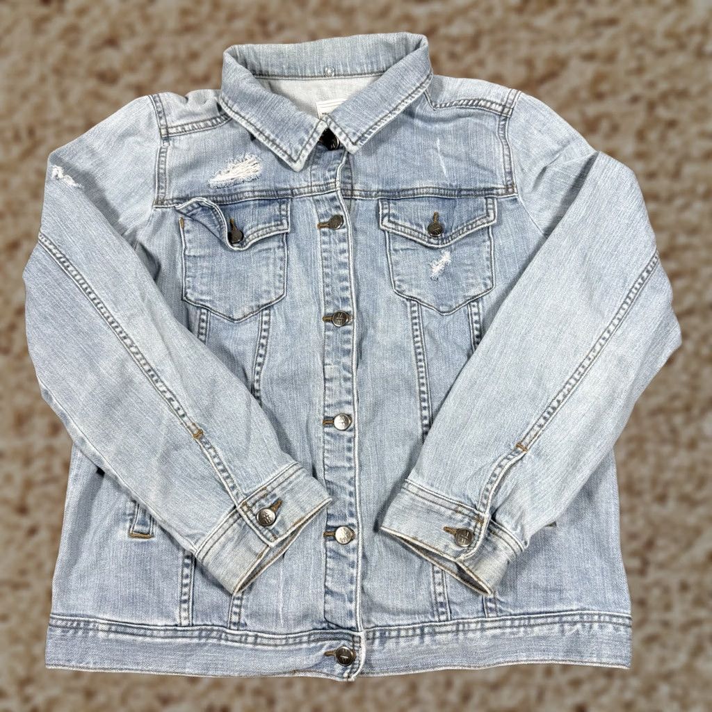 Market Melrose & Market Denim Jacket Woman S Blue Vintage Distressed Lightweight Casual Shirt Size Small Light Blue Size S / US 4 / IT 40 - 1 Thumbnail