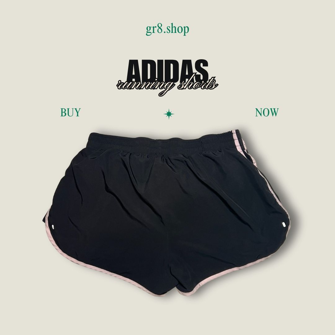 Adidas Adidas Womens XL Running Shorts Black With Pink Stripes Ligh Size 35" - 1 Thumbnail