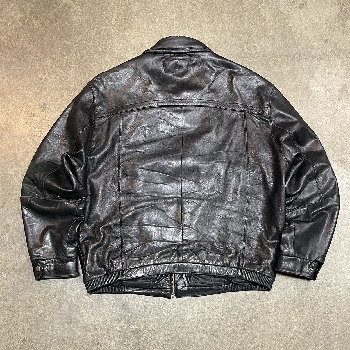Vintage Vintage Boston Harbour Distressed Leather Bomber Jacket Size US XL / EU 56 / 4 - 3 Thumbnail