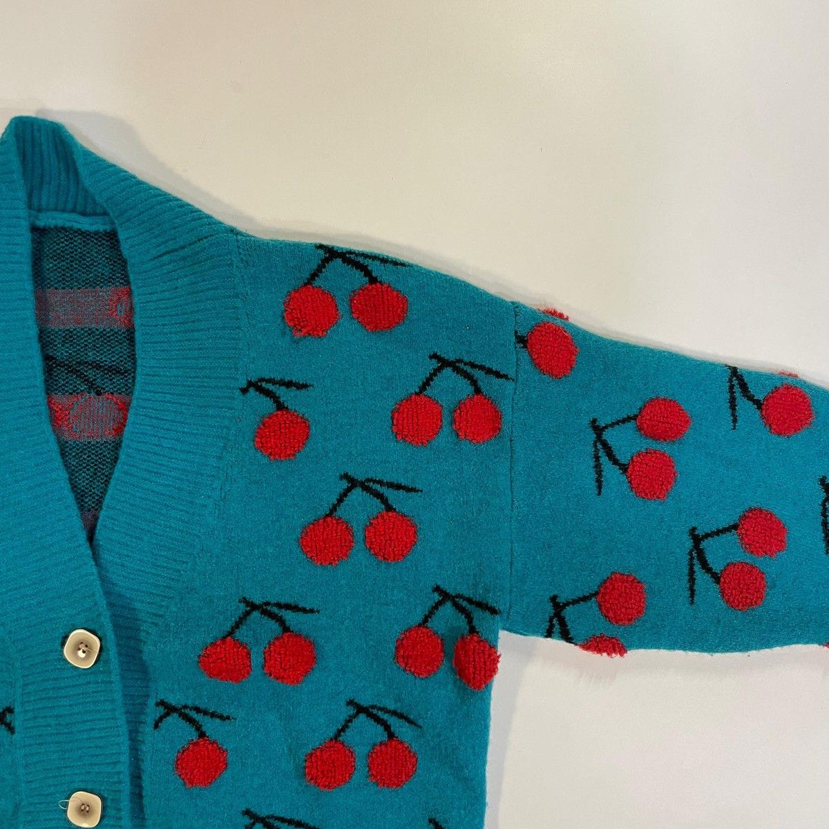 Other Multi-coloured cherry knitted cardigan sweater vintage Size L / US 10 / IT 46 - 2 Thumbnail