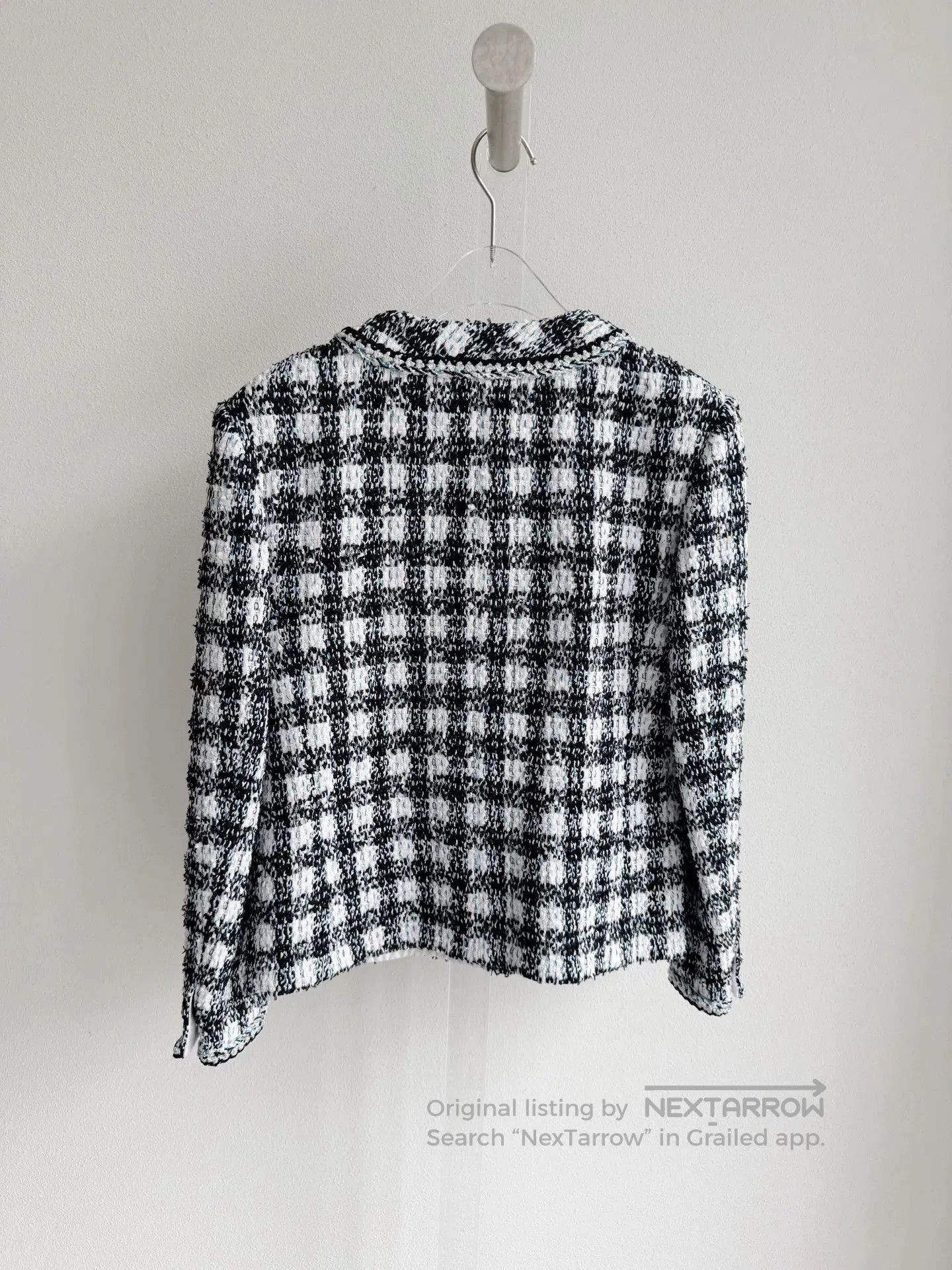 Chanel Chanel 23P Black White Plaid Tweed Coat. Size XS / US 0-2 / IT 36-38 - 3 Thumbnail