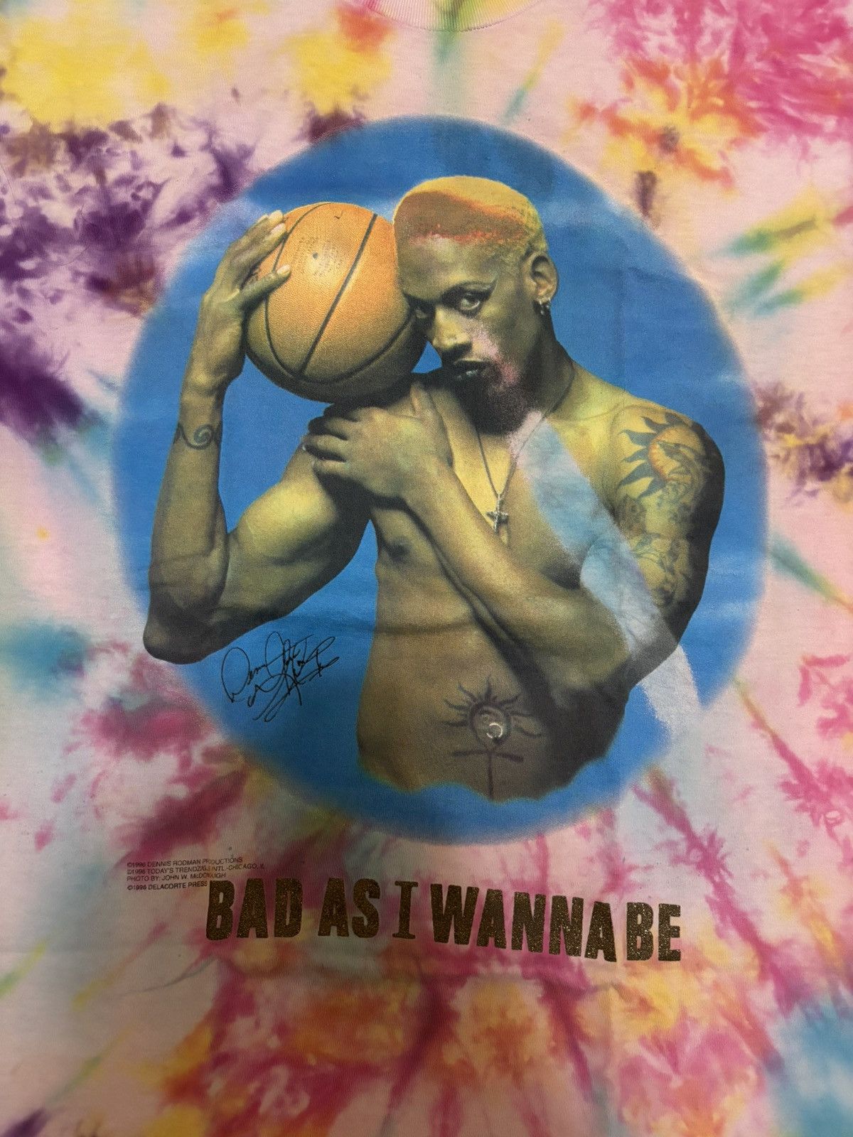 Vintage Rare vintage 90s Dennis Rodman friends & family tie dye tee Size US L / EU 52-54 / 3 - 2 Thumbnail