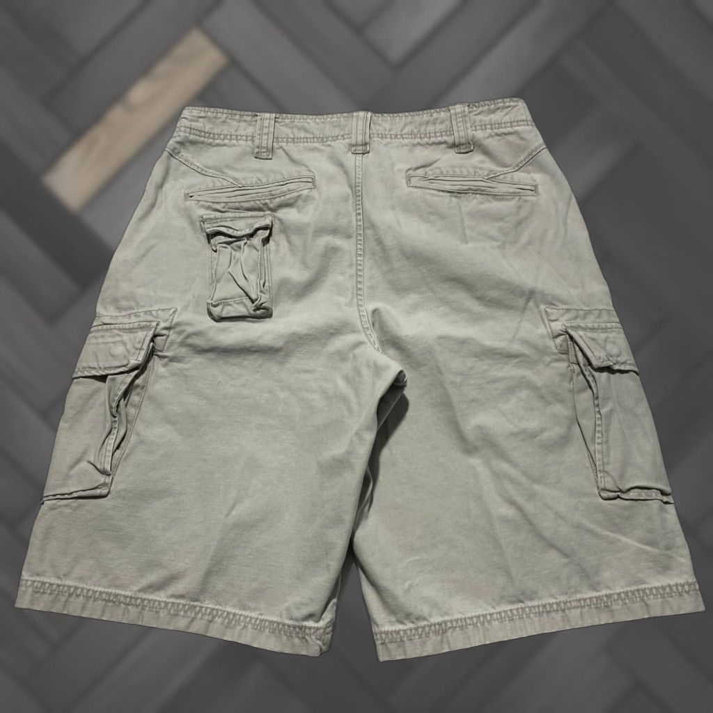 Vintage Cargo Supply Cargo Shorts Mens Khaki Tan Cotton 32 Multi Pocket Button Fly Zipper Casual Workwear Travel Size US 32 / EU 48 - 1 Thumbnail