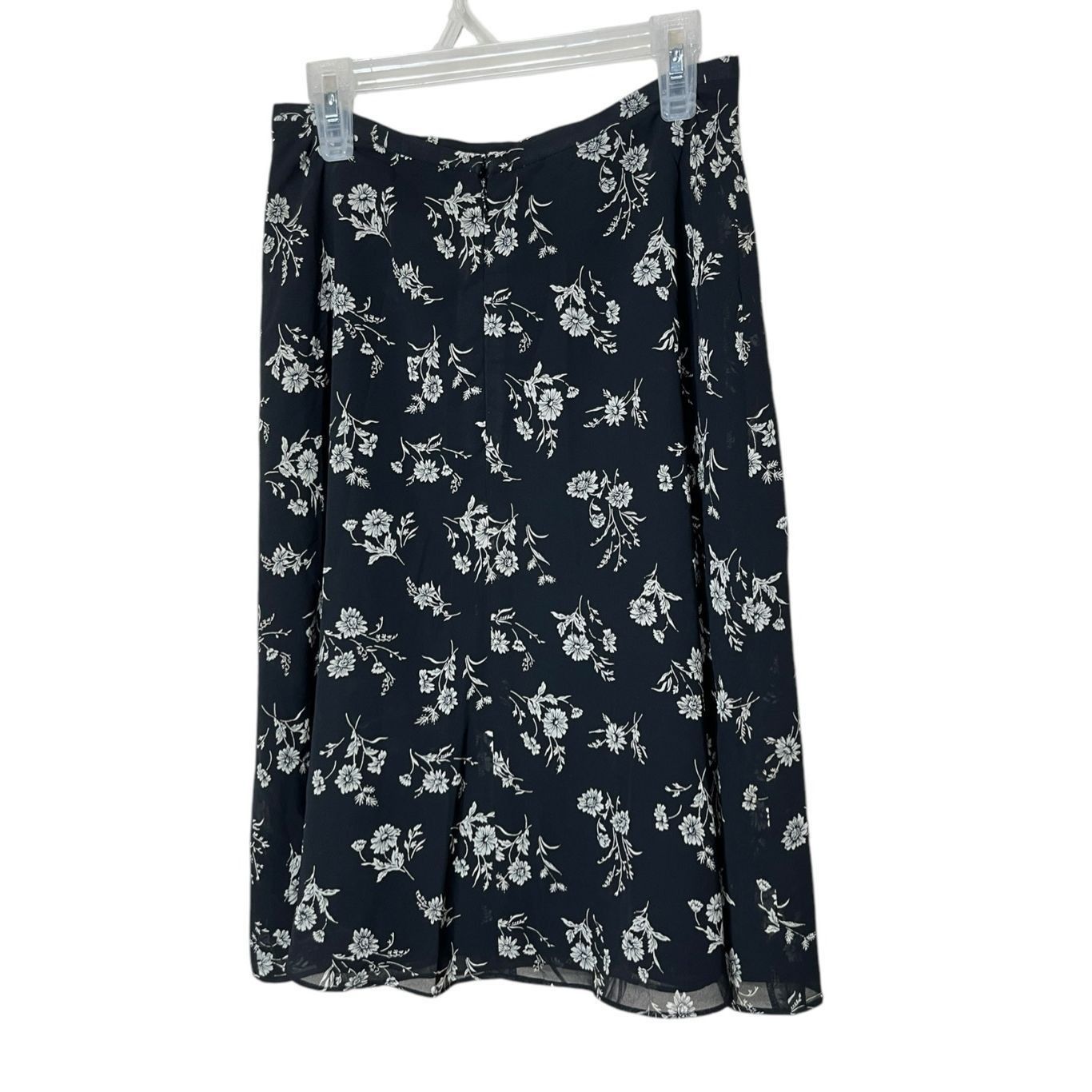 Other Vintage Liz Claiborne 90s Y2K Black Flower Print Knee Length Size 27" / US 4 / IT 40 - 6 Thumbnail