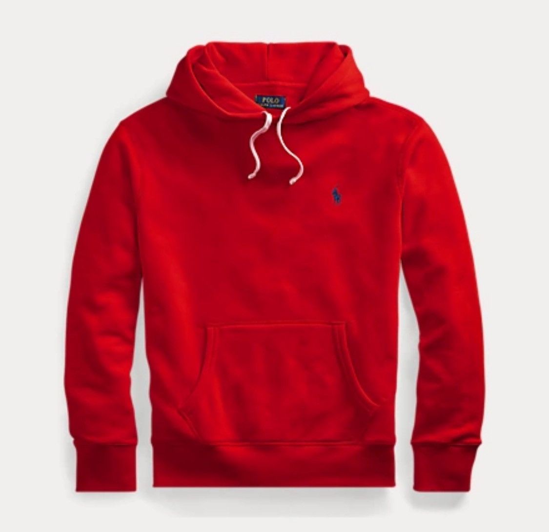 image of Polo Ralph Lauren $125 Lightweight Rl Fleece Hoodie in Red, Men's (Size Medium)