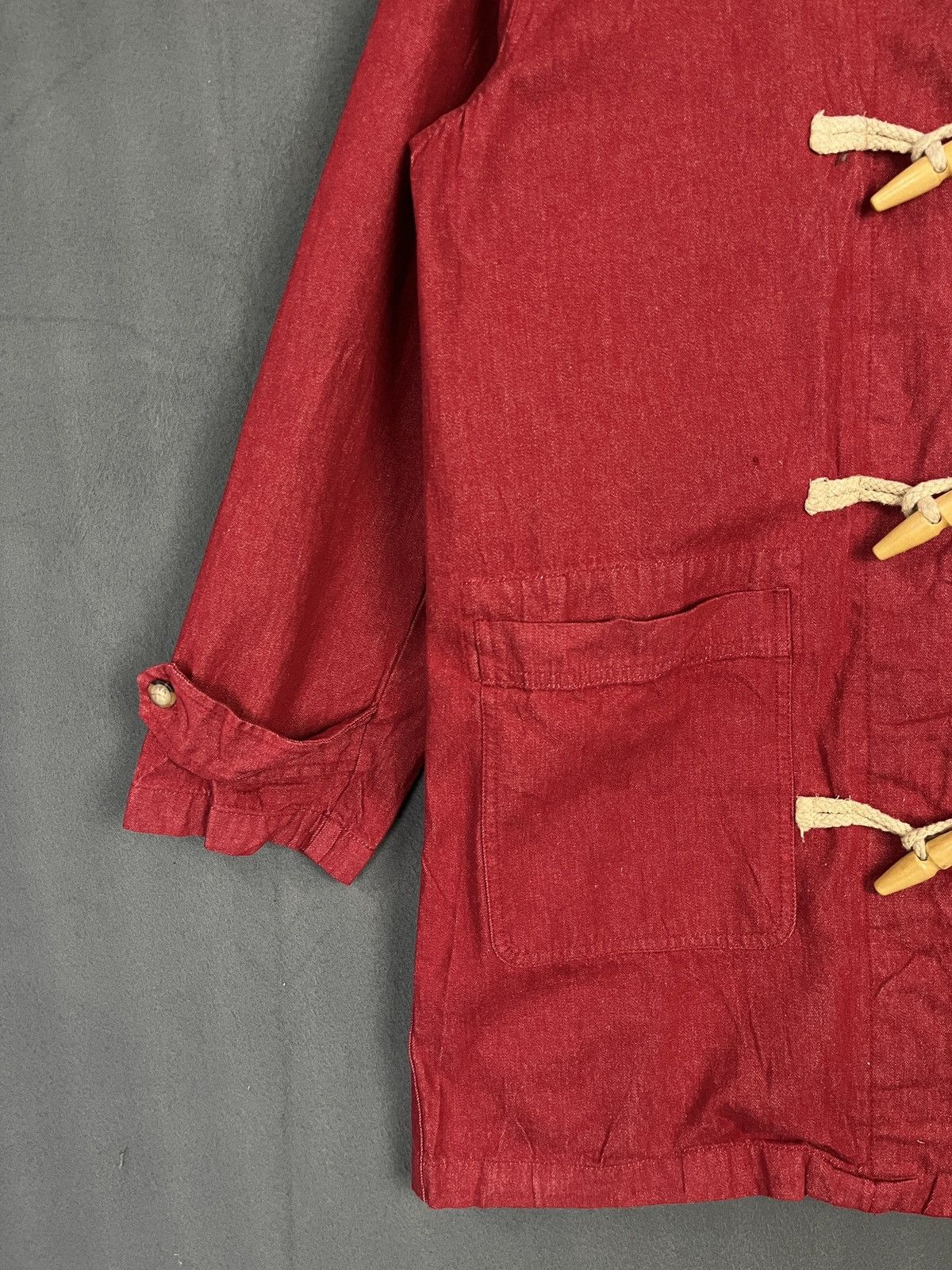 Denim & Co. × Japanese Brand Denim & Co Duffle Coat Red Denim Jacket w Detachable Lining Size US M / EU 48-50 / 2 - 4 Thumbnail