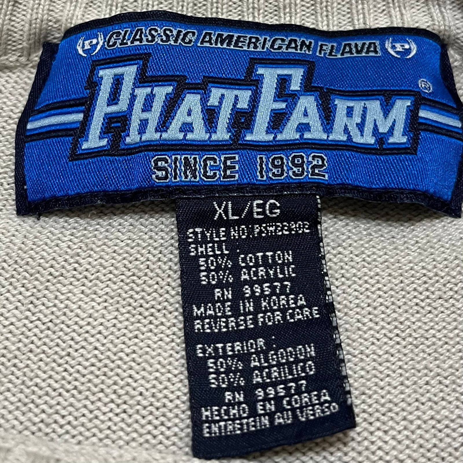 Phat Farm Y2K Phat Farm PF 92 Spellout Streetwear Tan Knit Sweater XL Size US XL / EU 56 / 4 - 4 Thumbnail