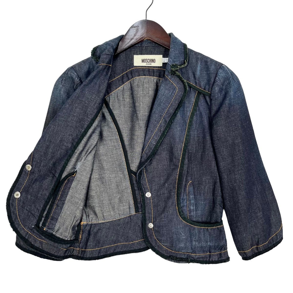 Designer × Moschino Moschino Jeans Denim Distressed Shorts Blazer Jacket Size S / US 4 / IT 40 - 8 Thumbnail