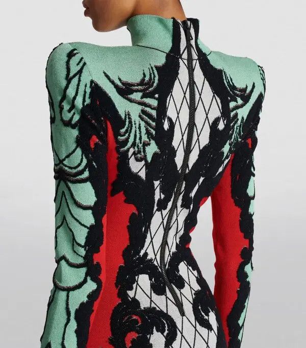 Balmain o1s1wg110825 Baroque Print Mini Dress in Multicolor Size S / US 4 / IT 40 - 6 Thumbnail