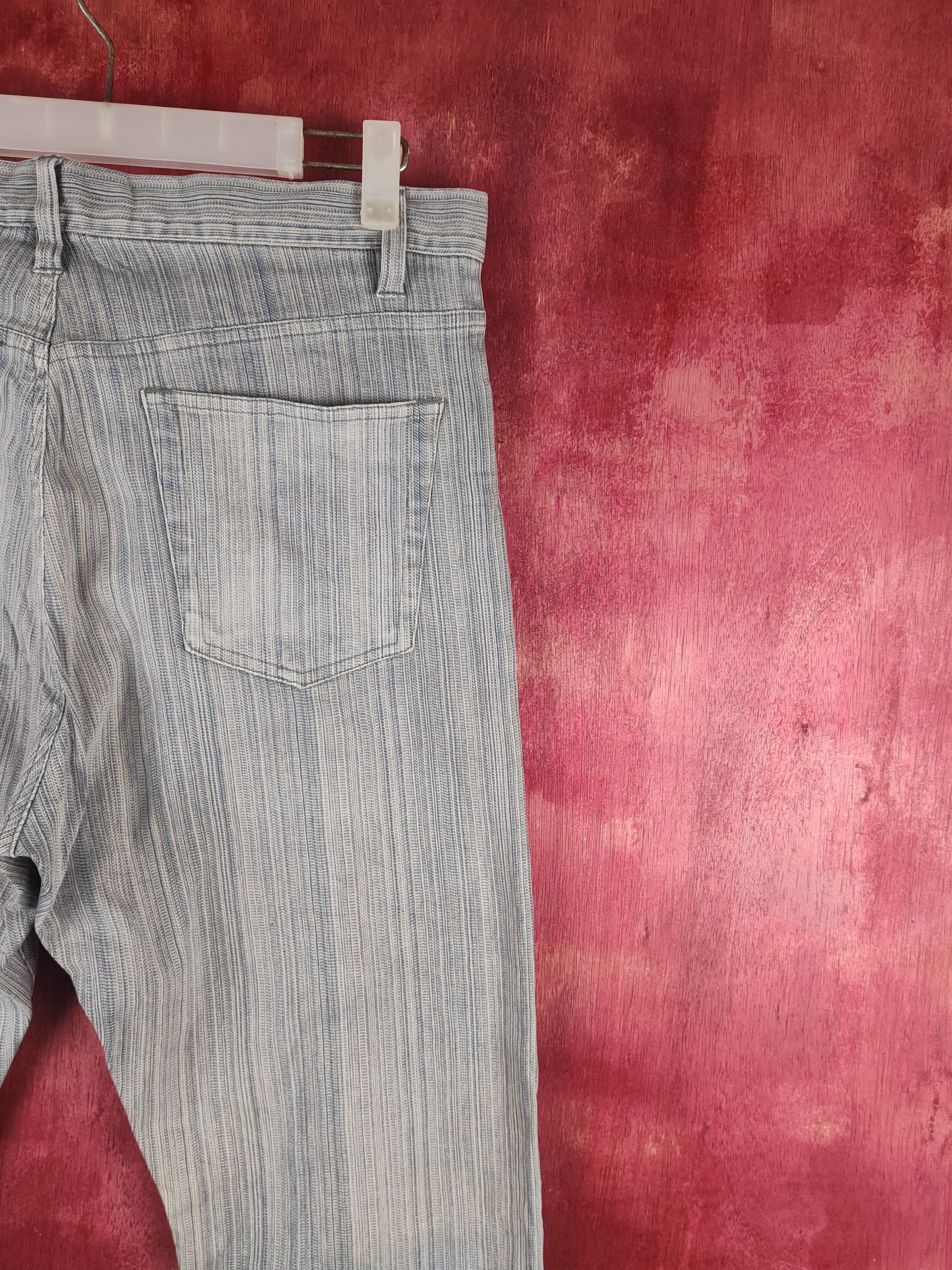 Japanese Brand Root Three Blue White Stripe Distressed Ripped Jeans #S2371 Size US 32 / EU 48 - 11 Thumbnail