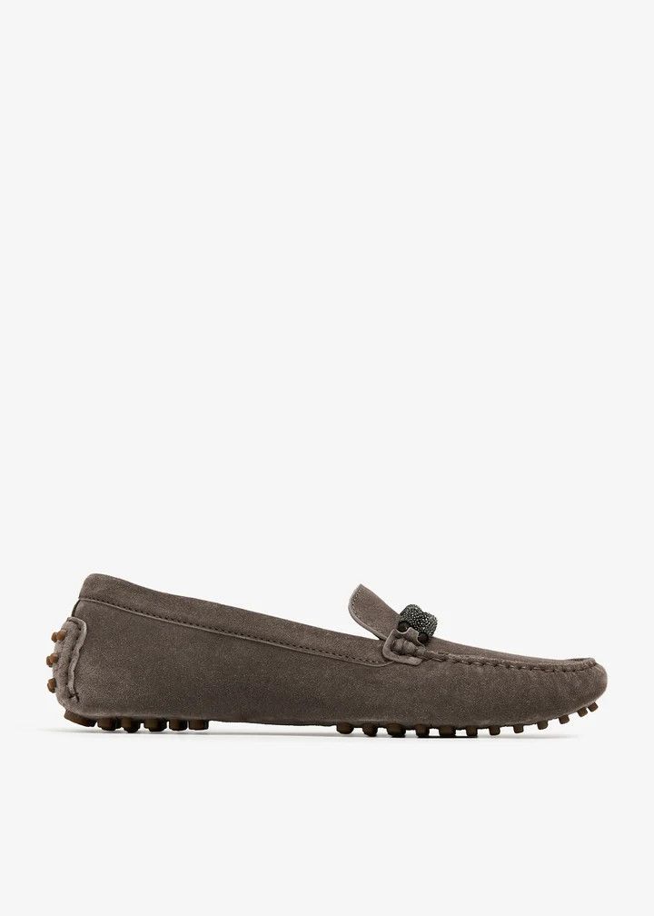 Brunello Cucinelli o1y0725 Leather Loafers in Taupe Gray Size US 5 / IT 35 - 1 Thumbnail