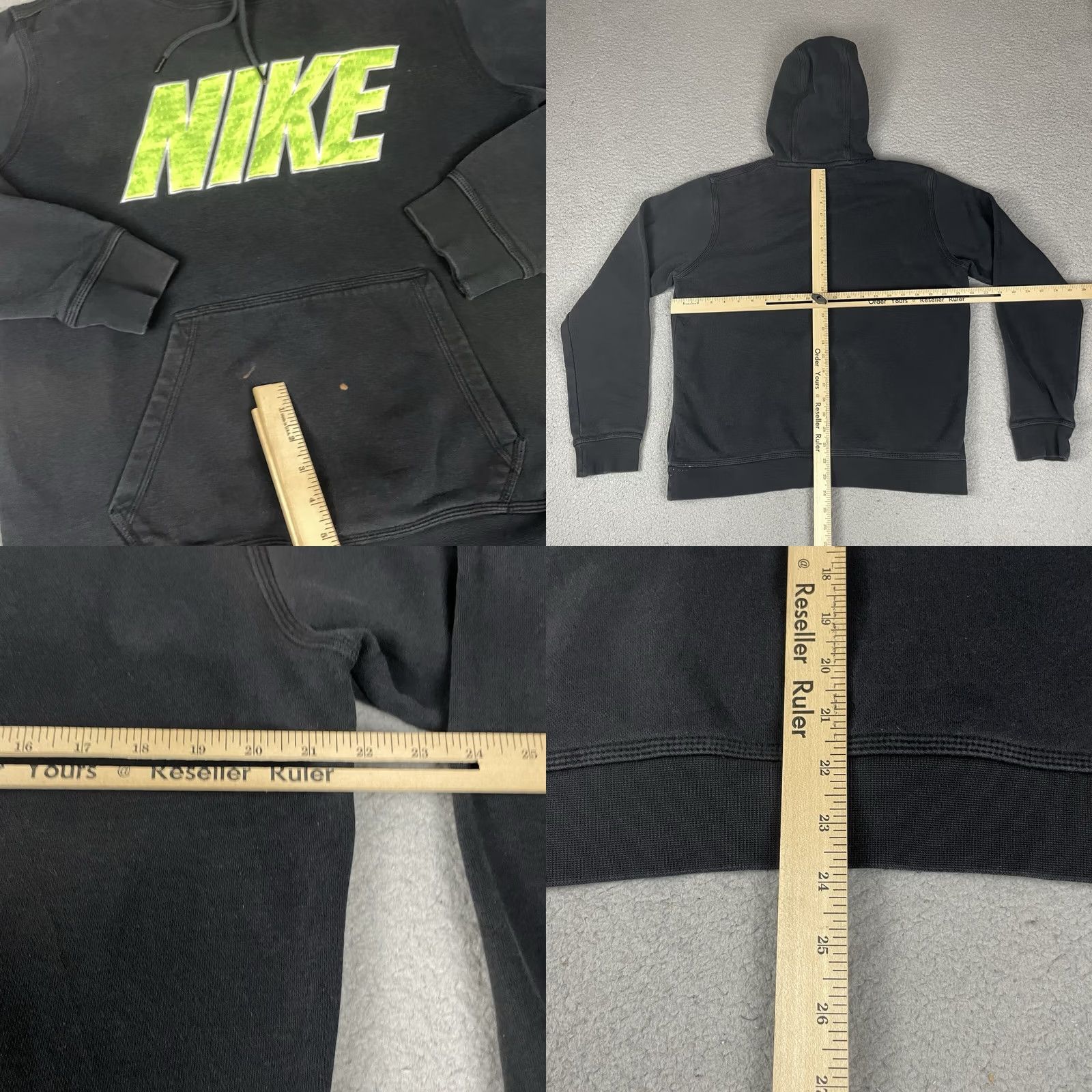 Nike VINTAGE Nike Sweatshirt Adult M Black Neon Spell Out Swoosh Distressed Rare Hoodie Pullover Crew Neck Long Sleeve Size US M / EU 48-50 / 2 - 8 Thumbnail