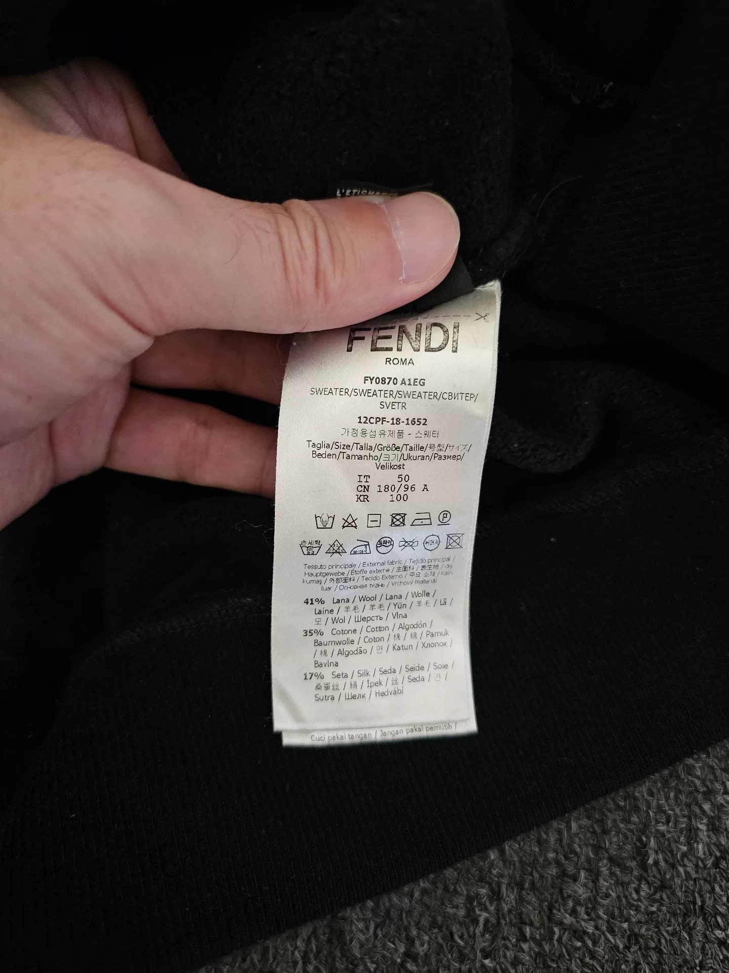 Fendi fendi black hooded sweatshirt uni Size US L / EU 52-54 / 3 - 2 Thumbnail