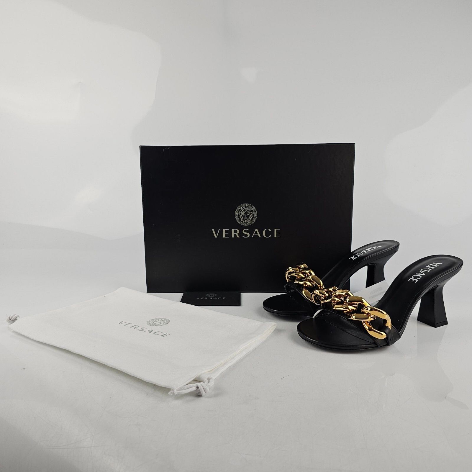 Versace VERSACE Chain 70mm Black Mules New Size 37 US 7 Size US 7 / IT 37 - 2 Thumbnail