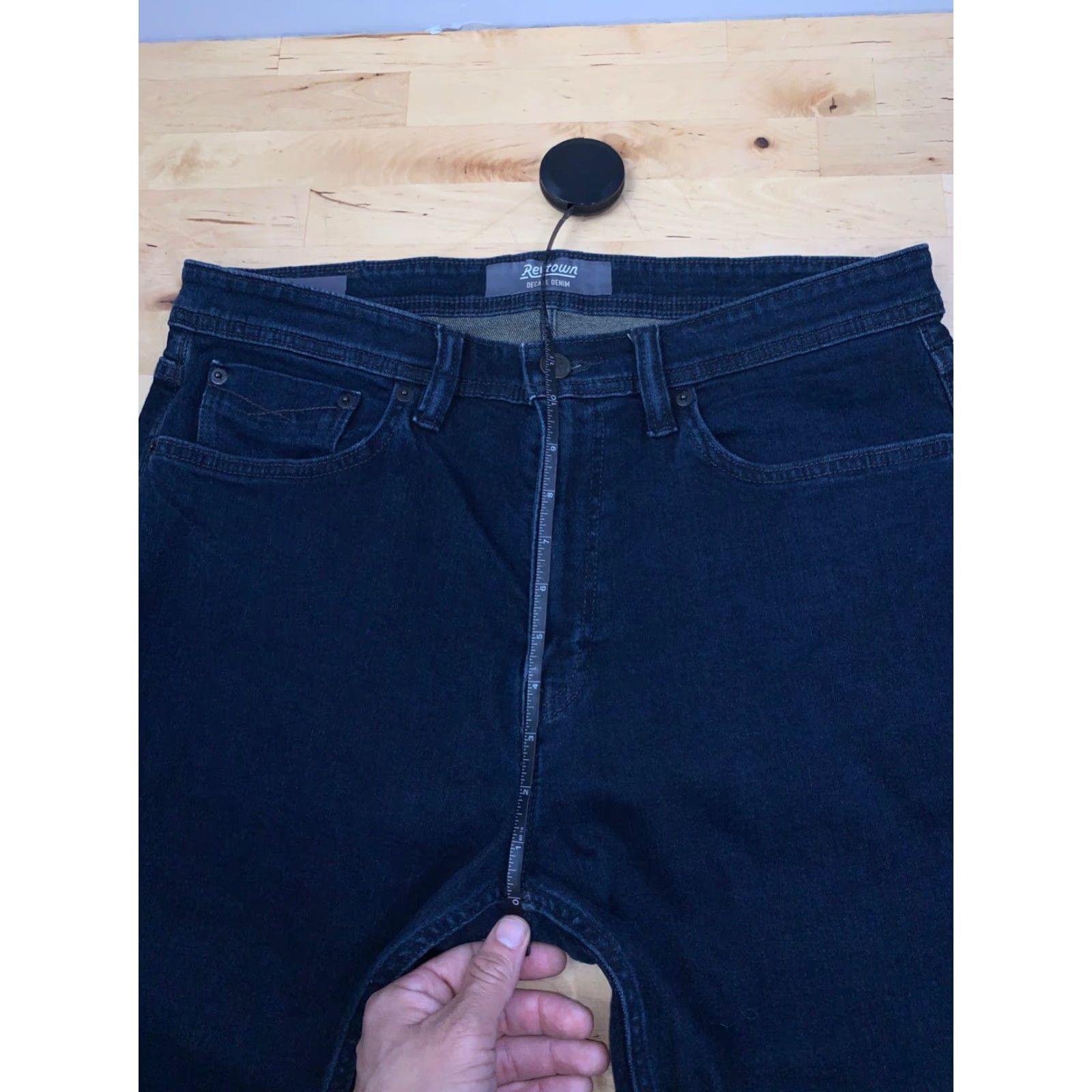 Denime Revtown Jeans Mens 31x31 Denim Blue Dark Wash Regular Tapered 31 Inseam Comfort Pockets Stretch Vintage No #8754 Size US 31 - 7 Thumbnail