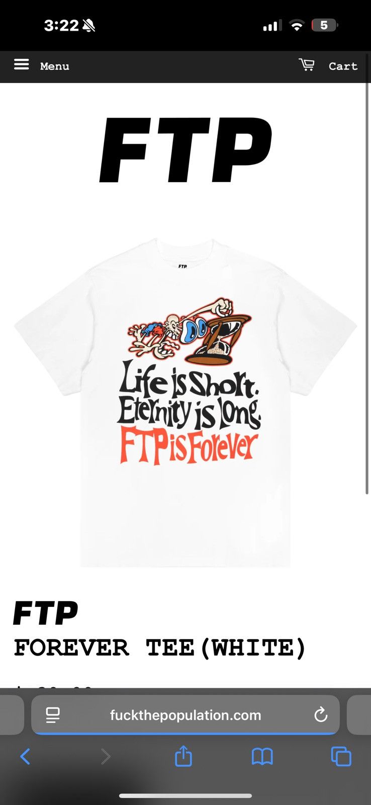 Fuck The Population Fuck The Population FOREVER TEE (WHITE) Size US L / EU 52-54 / 3 - 2 Thumbnail