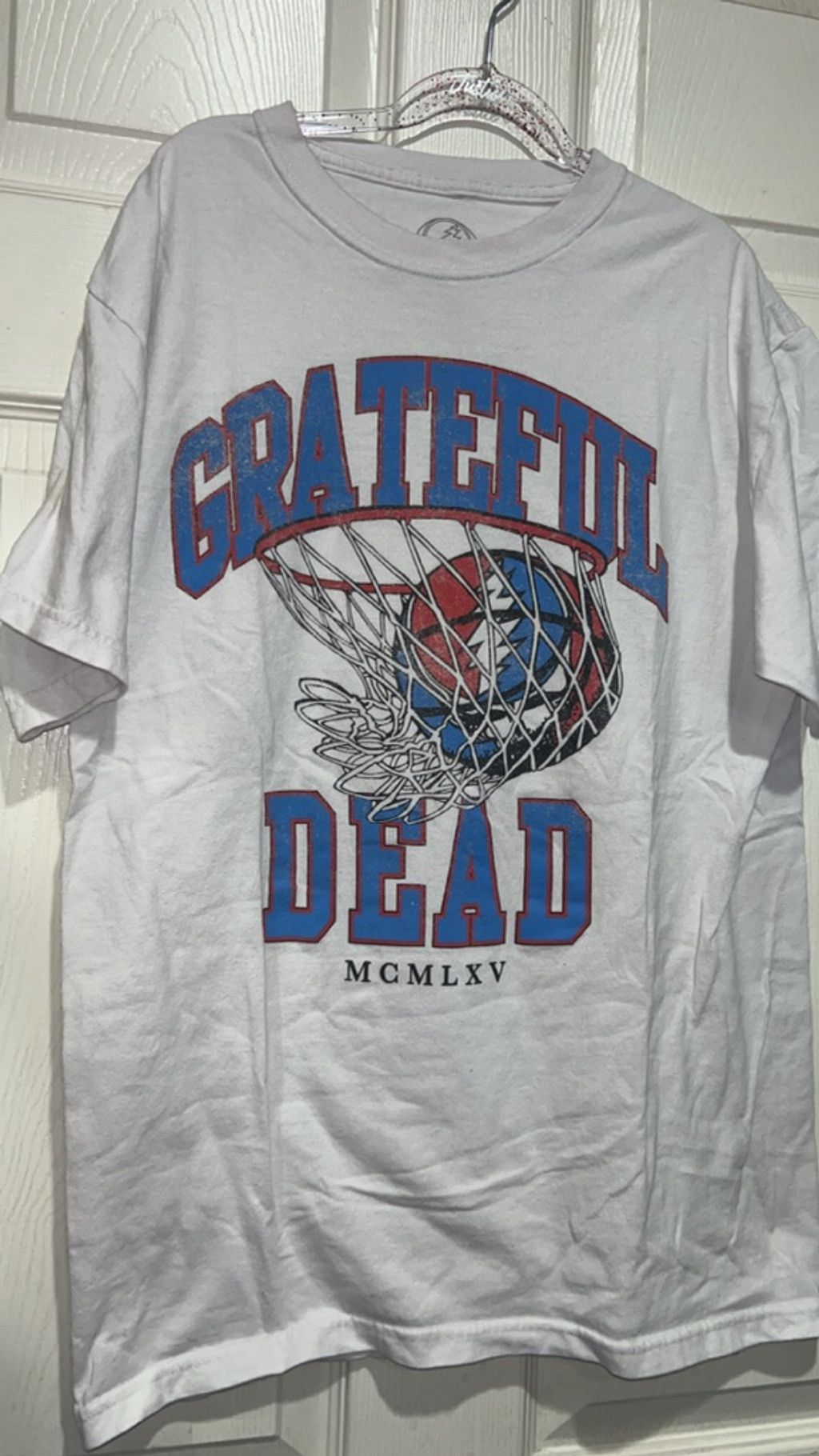 Men's Grateful Dead Basketball Tee Standard M White Blue
