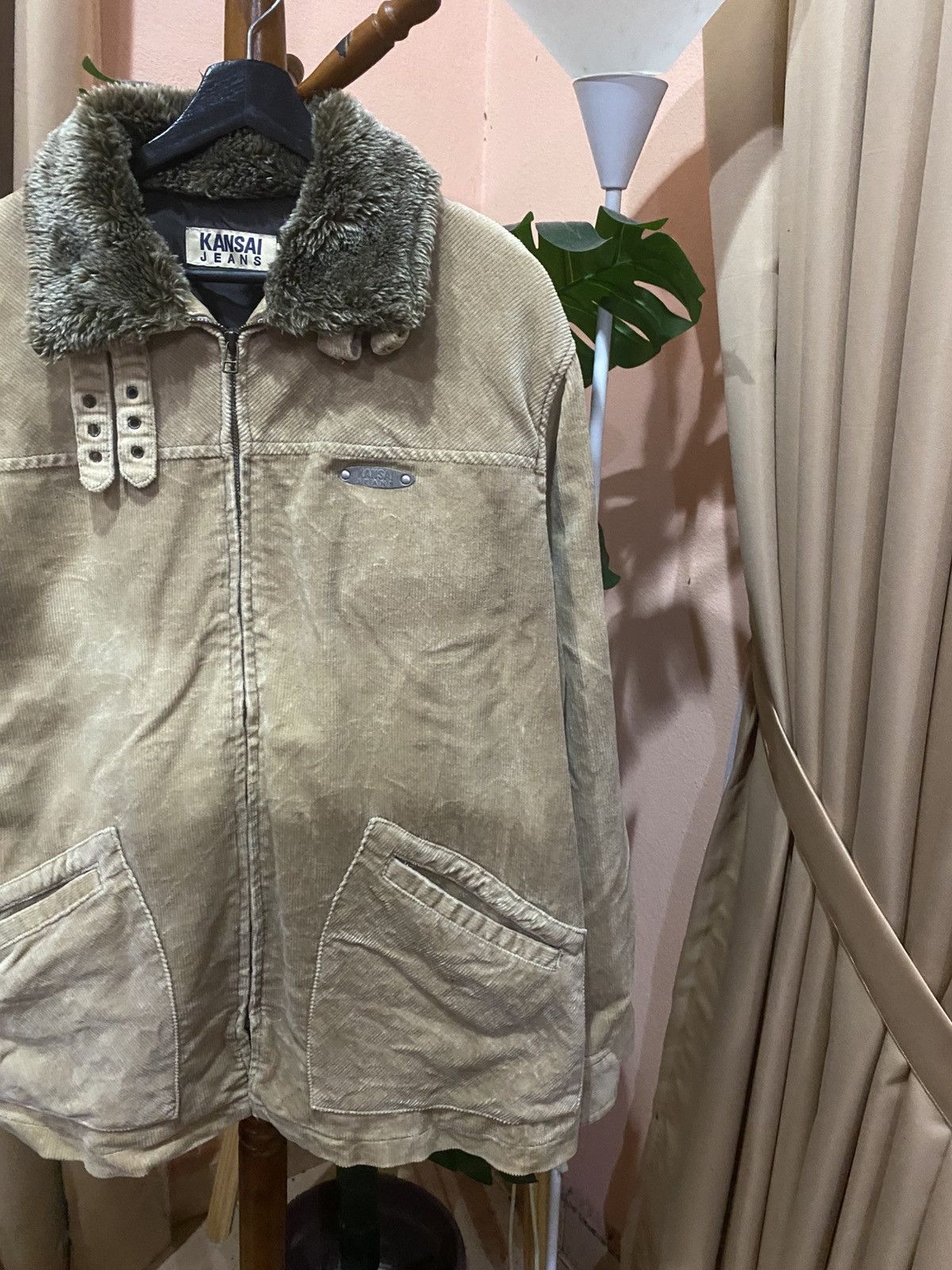 Kansai Yamamoto Vintage KANSAI JEANS Faux Fur Collar Corduroy Jacket Size US M / EU 48-50 / 2 - 5 Thumbnail