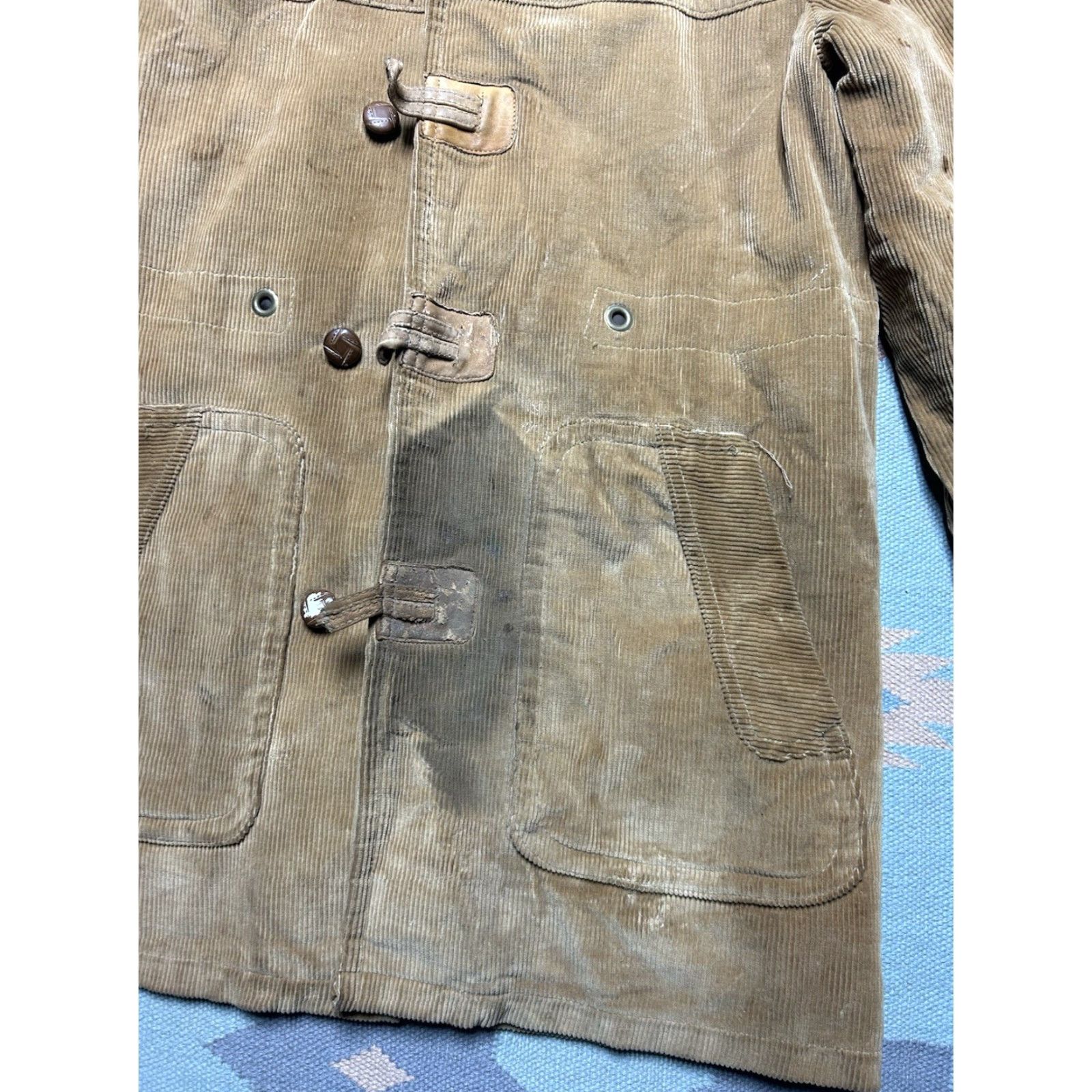 JCPenney VINTAGE JCPenney Corduroy Jacket Overcoat Hooded Lined Distressed Large 42 Men Jacket Corduroy Beige 70s Size US L / EU 52-54 / 3 - 2 Thumbnail