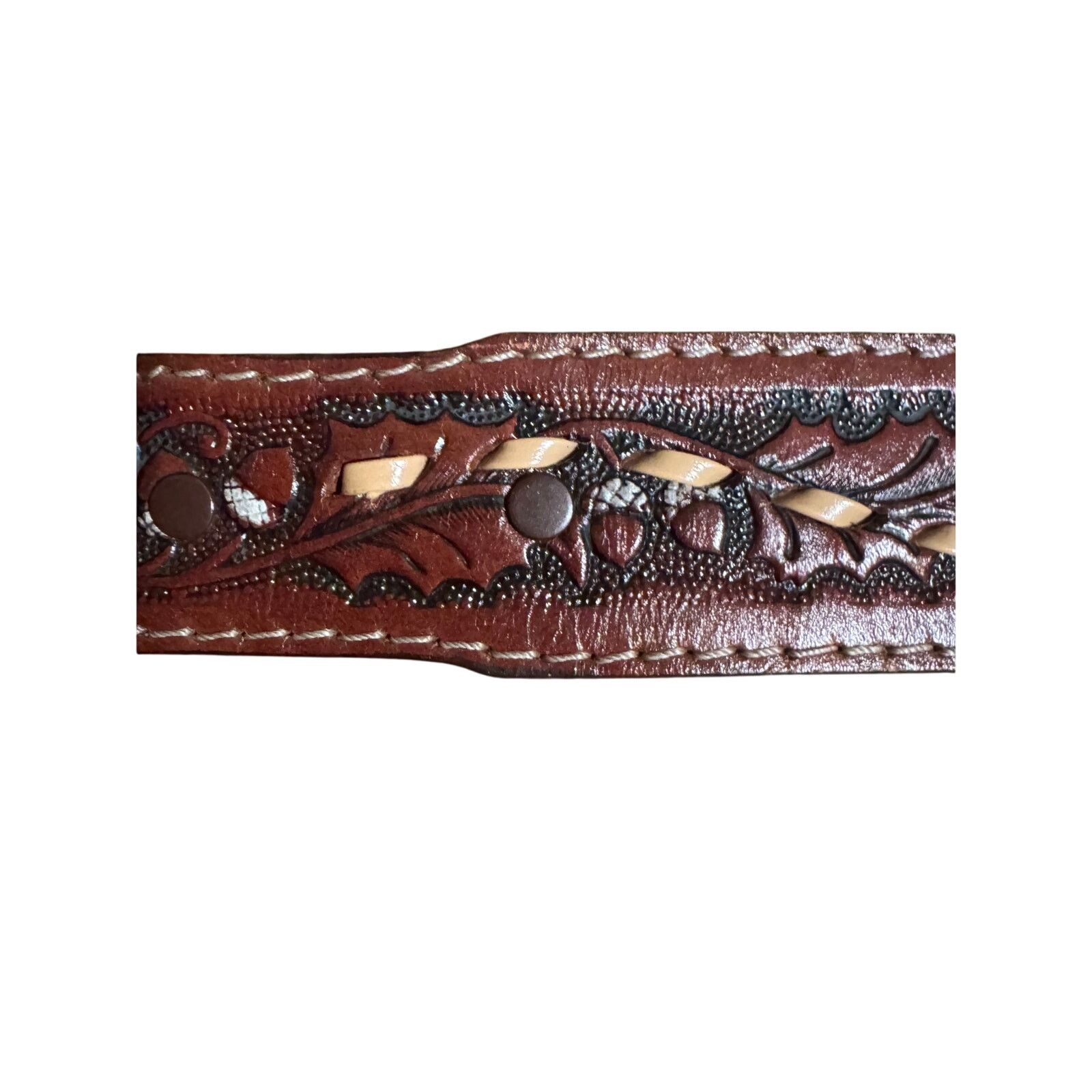 Chevrolet Vintage Hand-Laced Leather Belt 44” Made in USA 1991 Chevy Size 44 - 4 Thumbnail