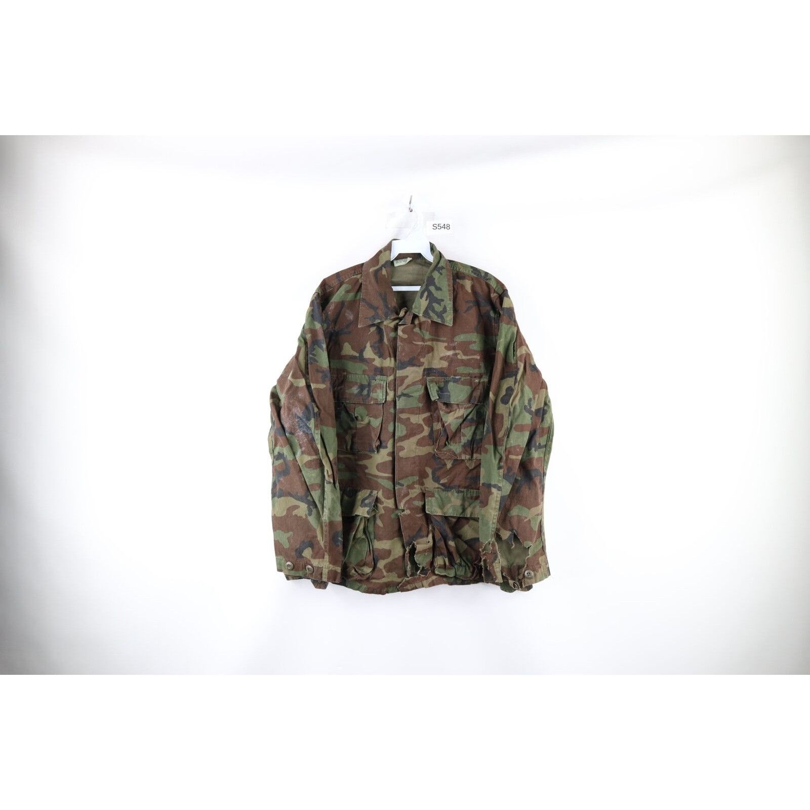 Vintage Vintage 70s Thrashed Ripstop Poplin Camouflage Jacket Size US M / EU 48-50 / 2 - 1 Thumbnail