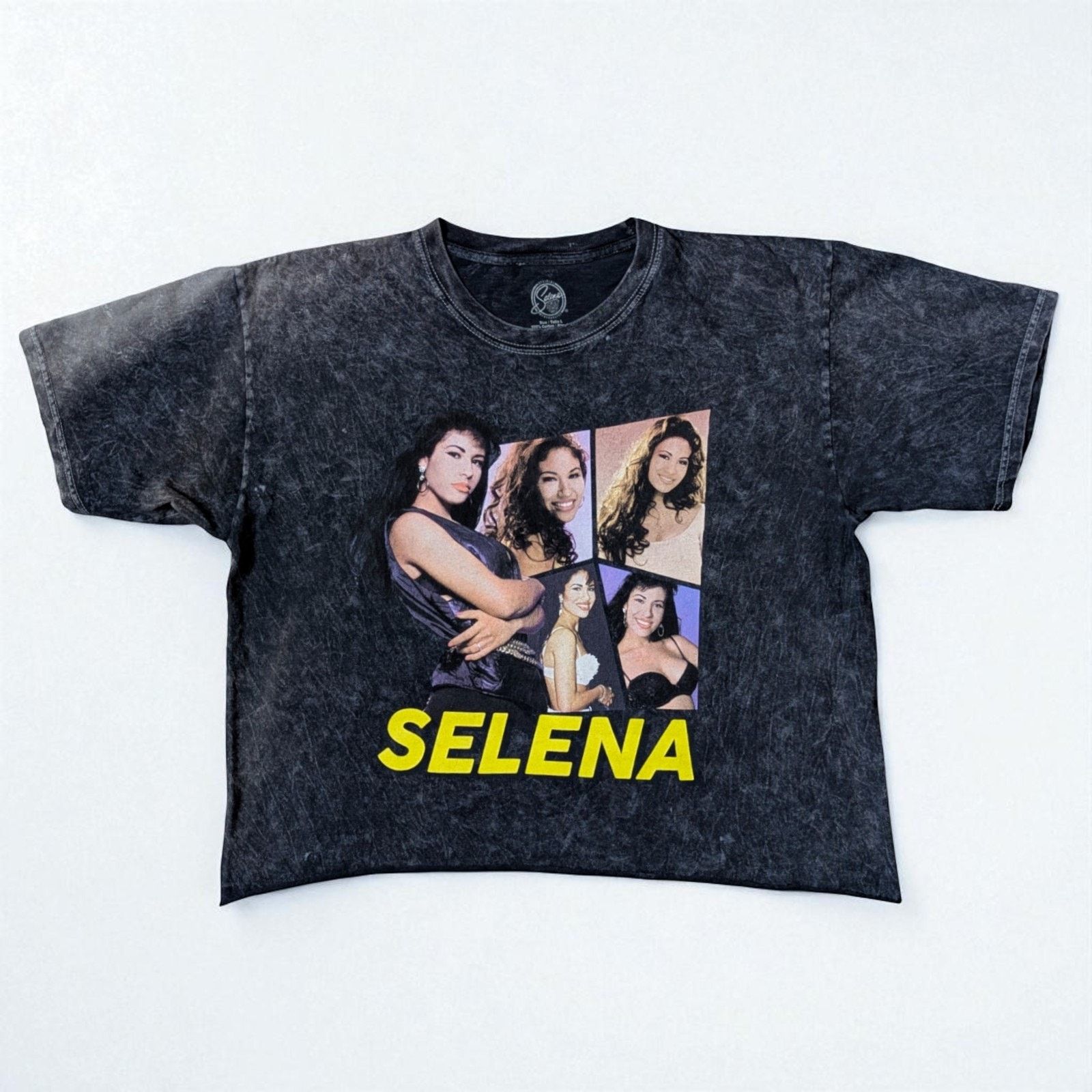 Other SELENA Distressed Acid Wash Singer Black T-Shirt Top L Size L / US 10 / IT 46 - 2 Thumbnail