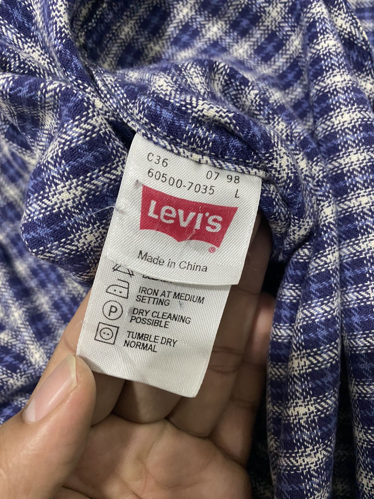 Levi's Vintage 90s Levis Flannel Blue Large size Size US L / EU 52-54 / 3 - 7 Thumbnail