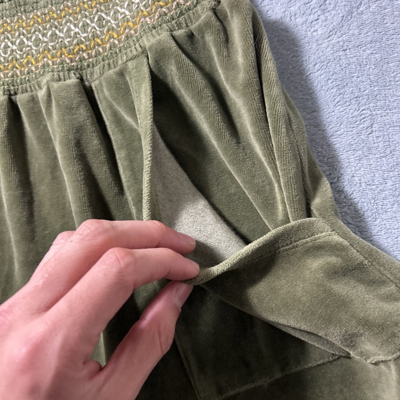 Mossimo Peplum Top Velour Dress Skirt One Piece Womens Medium Green Size 22" - 6 Thumbnail