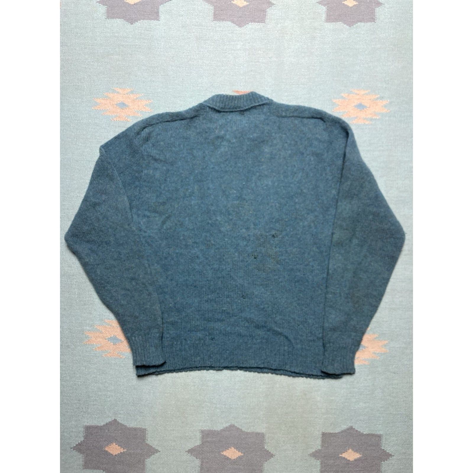 Vintage VINTAGE 50s 60s Knit Sweater Sears Wool Camel Blend Distressed Blue Large Size US L / EU 52-54 / 3 - 7 Thumbnail