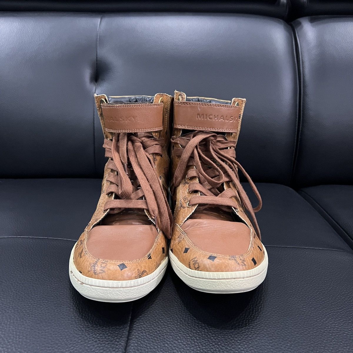 MCM MCM Monogram High-Top Sneakers Size US 8.5 / EU 41-42 - 2 Thumbnail