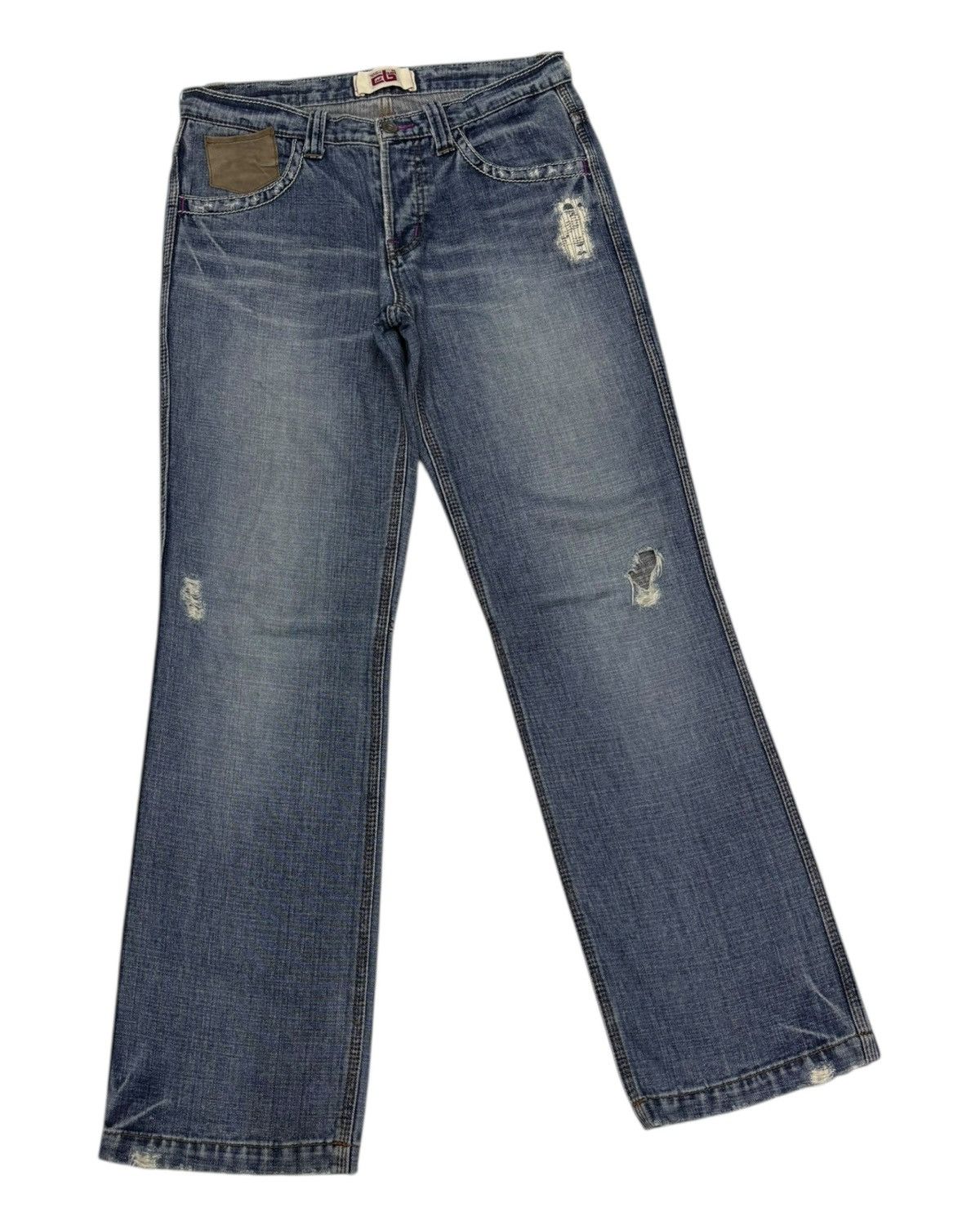 Hysteric Glamour × Le Grande Bleu (L.G.B.) × Tornado Mart Vintage Japanese Rare Pocket Double Cube Sugar Distress Jean Size US 31 - 7 Thumbnail
