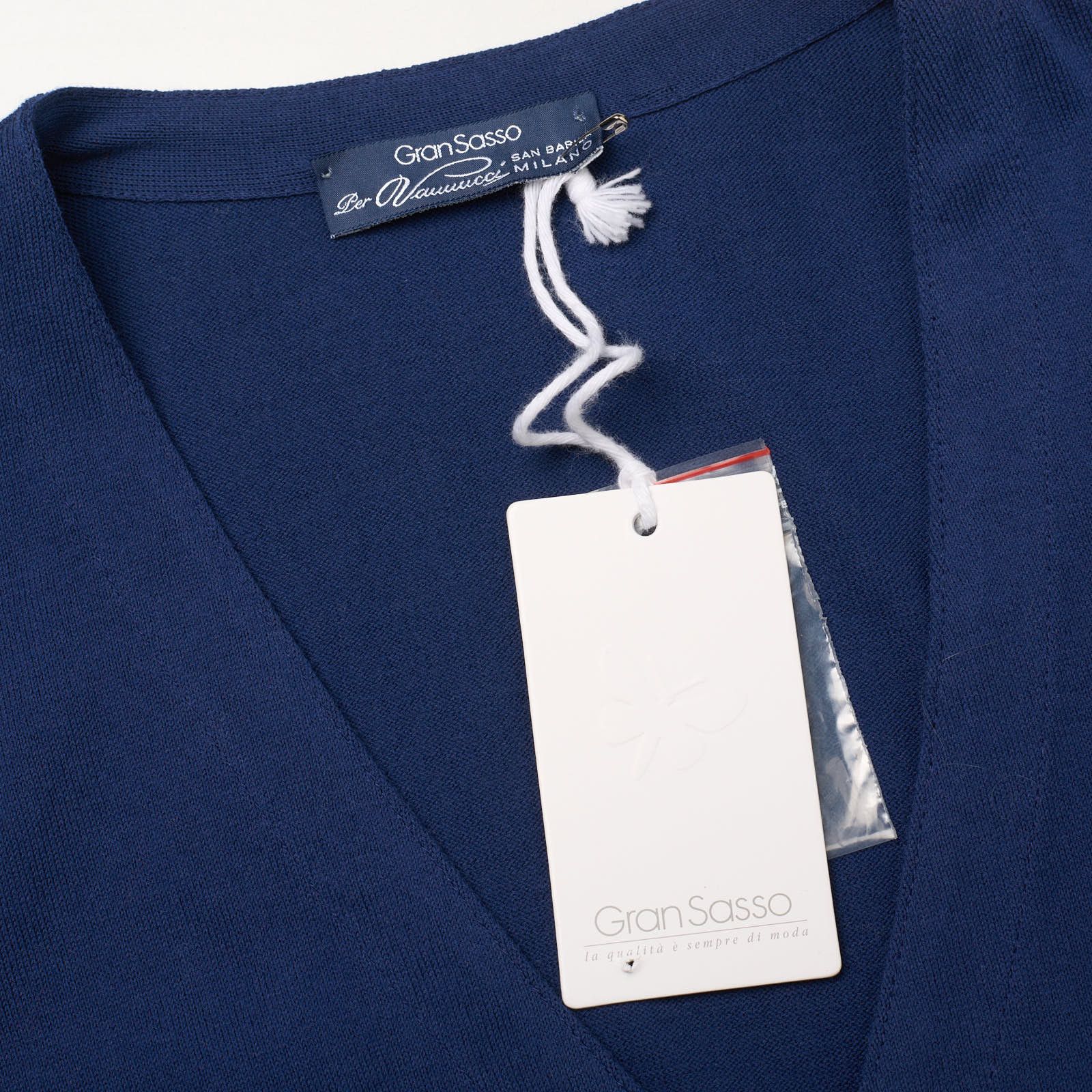 GRAN SASSO Navy Blue Cotton Knit DB Vest Waistcoat