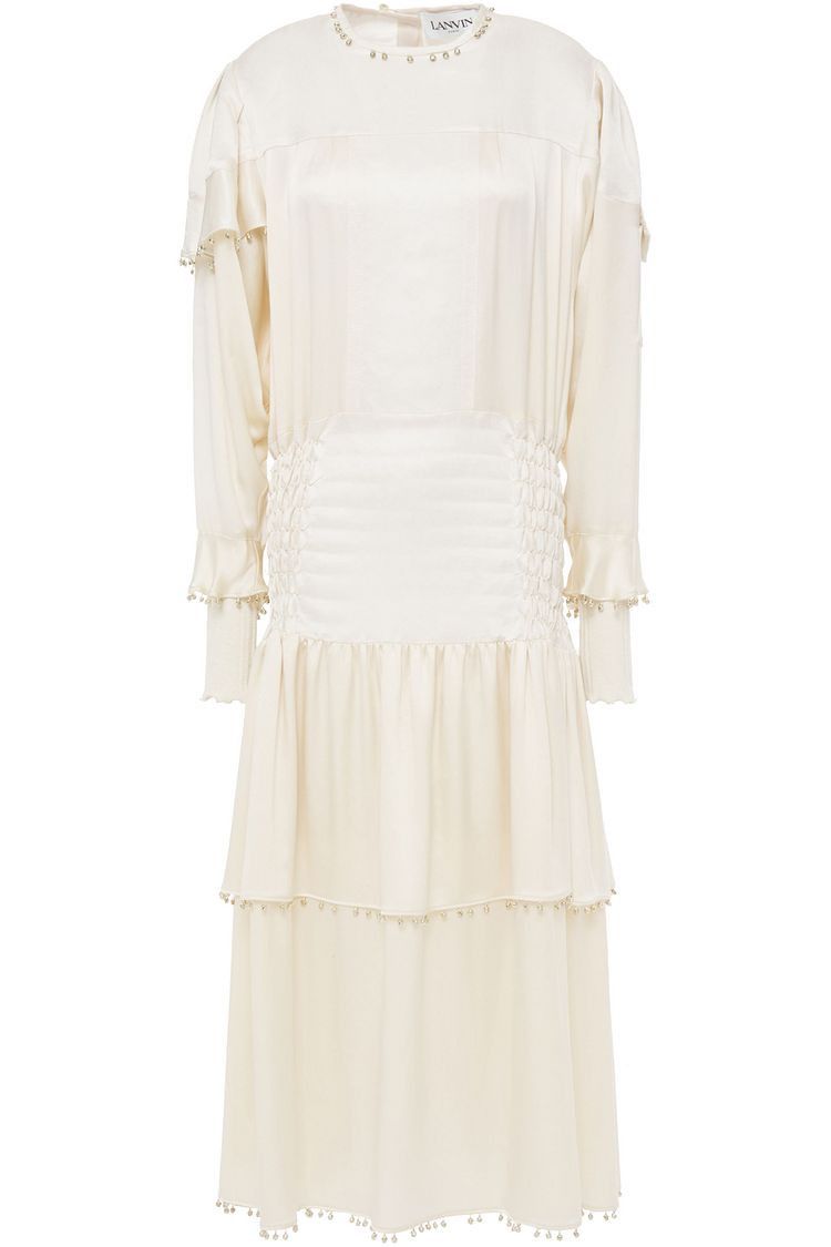 Lanvin o1y0326 Midi Dress in Ivory Size M / US 6-8 / IT 42-44 - 1 Thumbnail