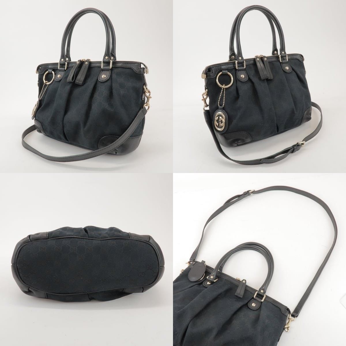 Gucci Gucci Sukey Interlocking G GG Canvas & Leather Satchel Black Size ONE SIZE - 3 Thumbnail