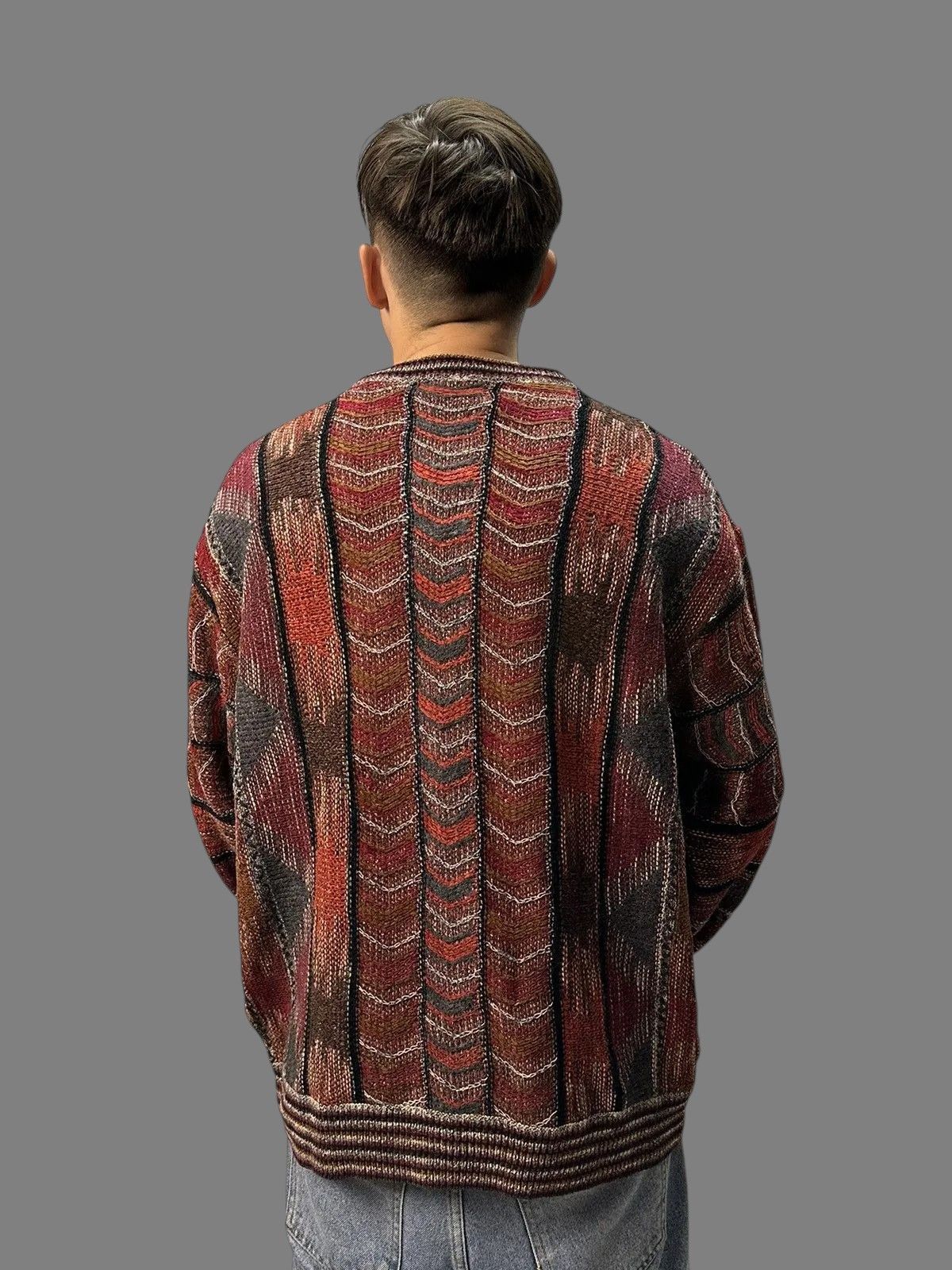 Raf Simons Vintage RAF Simons style Diesel Y2k Red Knit Sweater Wool Size US L / EU 52-54 / 3 - 9 Thumbnail