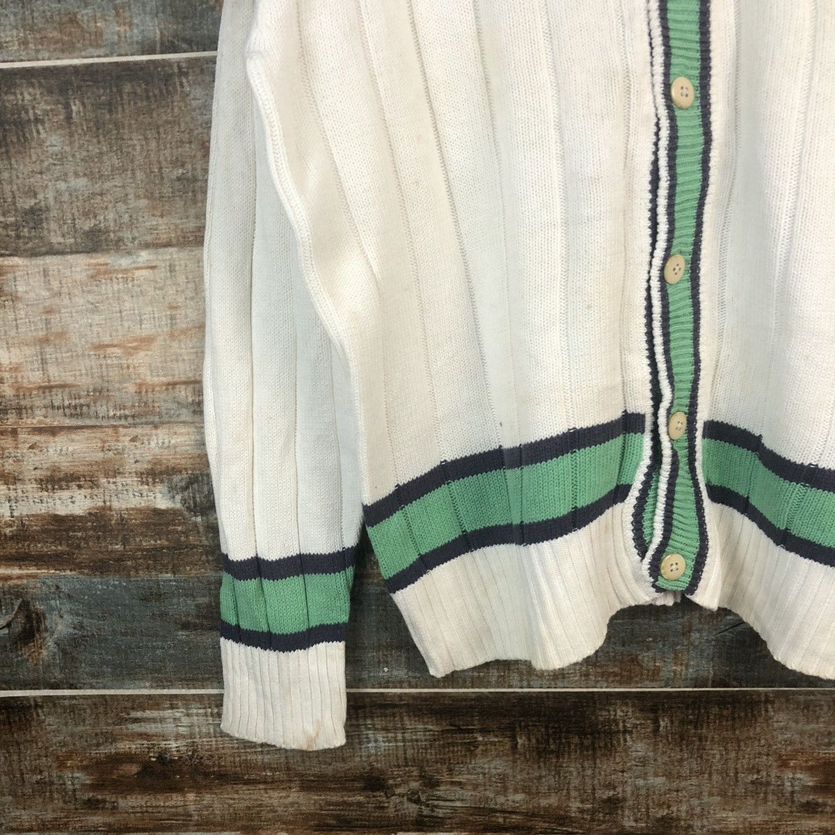 Van DL Van White Cardigan Knitwear #C589 Size US M / EU 48-50 / 2 - 7 Thumbnail