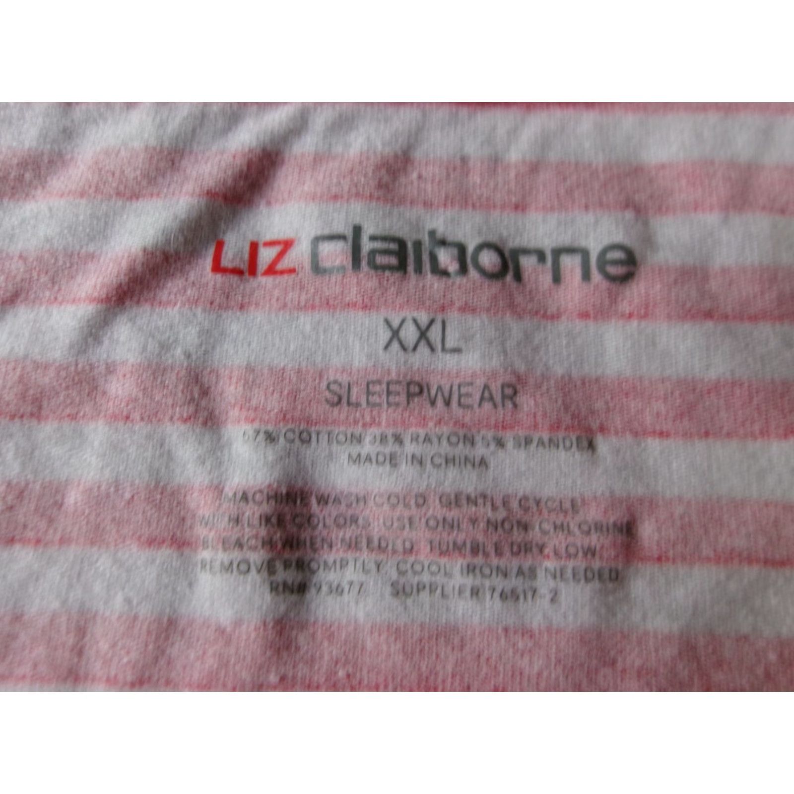 Liz Claiborne Liz Claiborne Shirt Womens 2XL Red White Striped Short Sleeve V-Neck Sleep Top Size XXL / US 16-18 / IT 52-54 - 6 Thumbnail