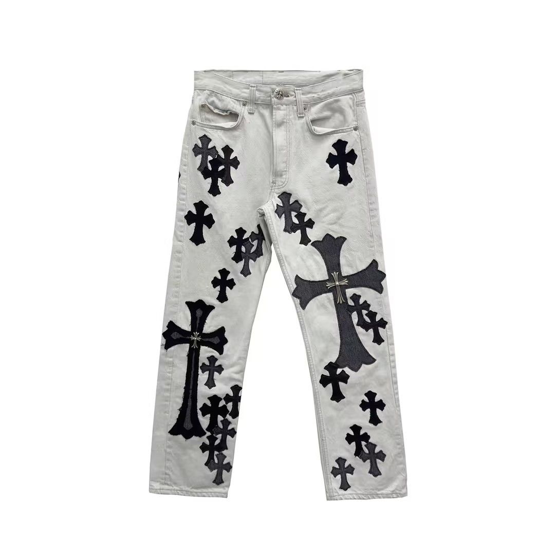 Chrome Hearts Chrome Hearts Silver Cross Patches Light Gray Jeans Size 27" / US 4 / IT 40 - 1 Thumbnail