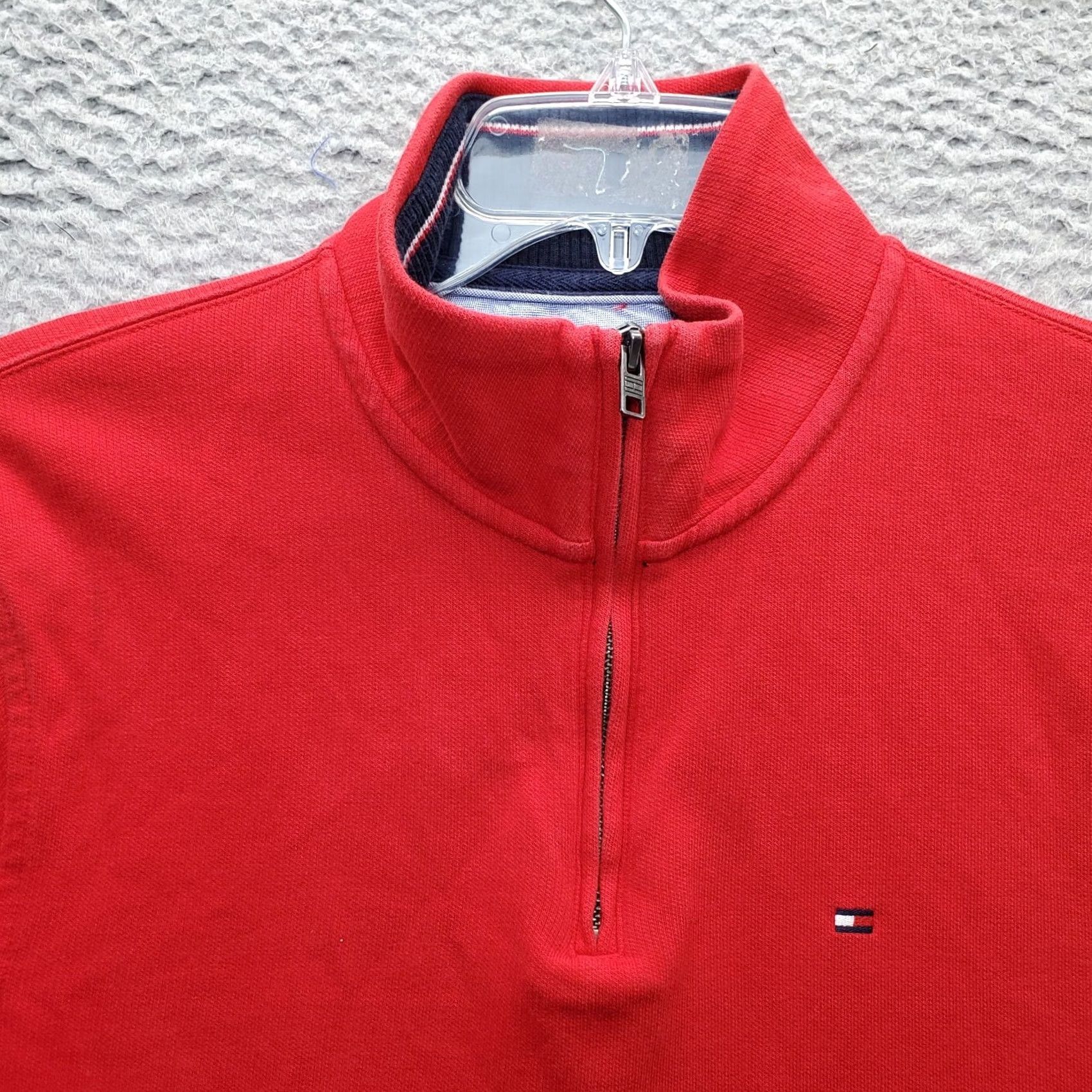 Tommy Hilfiger Tommy Hilfiger Mens Size M Red 1/4 Zip Sweatshirt Pullover Long Sleeve Cotton Mock Neck Shirt Size US M / EU 48-50 / 2 - 7 Thumbnail