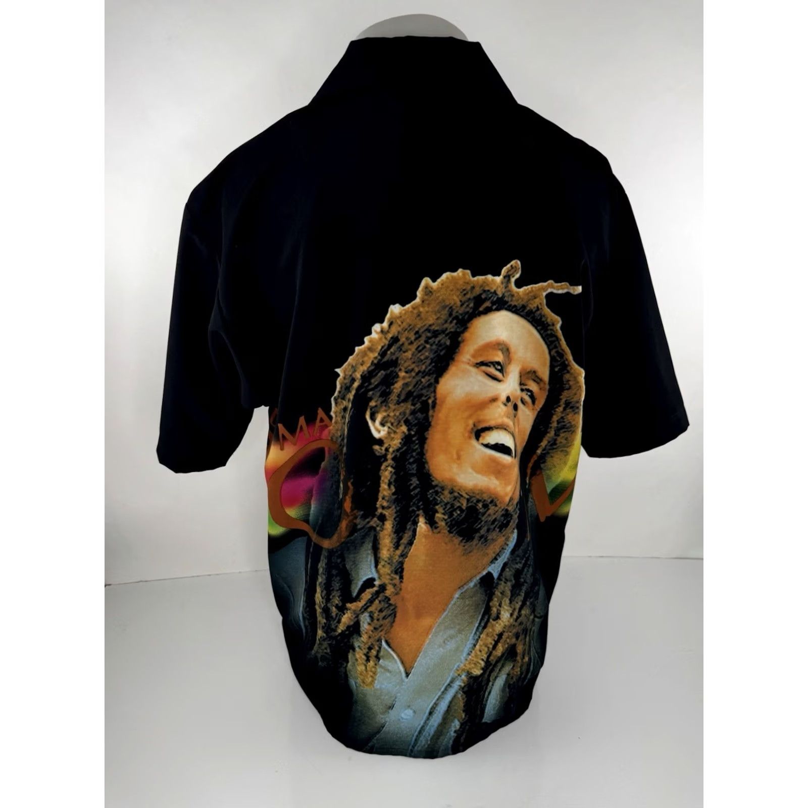 Vintage BOB MARLEY DRAGONFLY Mens L Shirt Black Short Sleeve Collared Button-Up Size US L / EU 52-54 / 3 - 3 Thumbnail