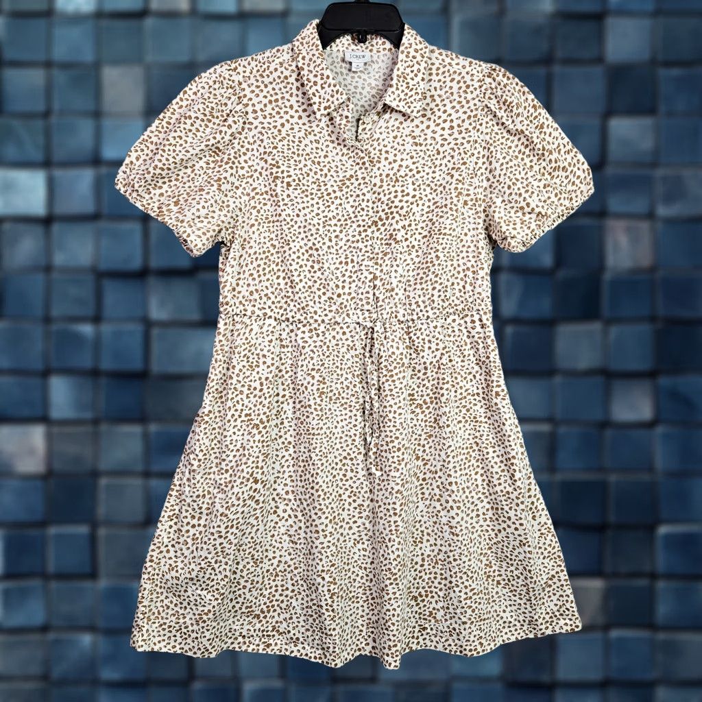 J.Crew J.CREW Women's Button Up Short Sleeve Collared Mini Dress Animal Print Size 8 Size 30" / US 8 / IT 44 - 1 Thumbnail
