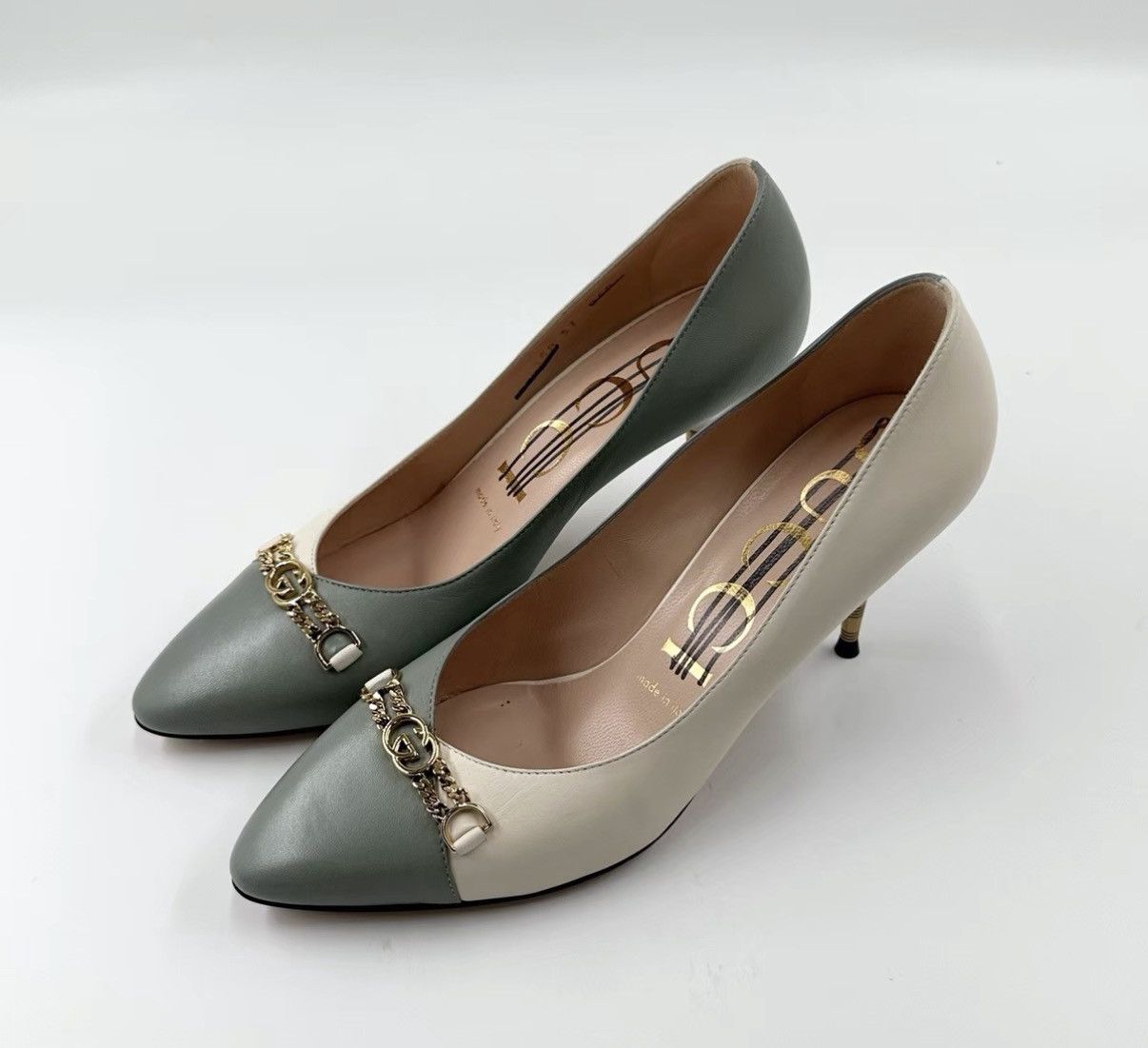 Gucci Gucci/Chain Double G Color Block Heels K12 Size US 7 / IT 37 - 1 Thumbnail